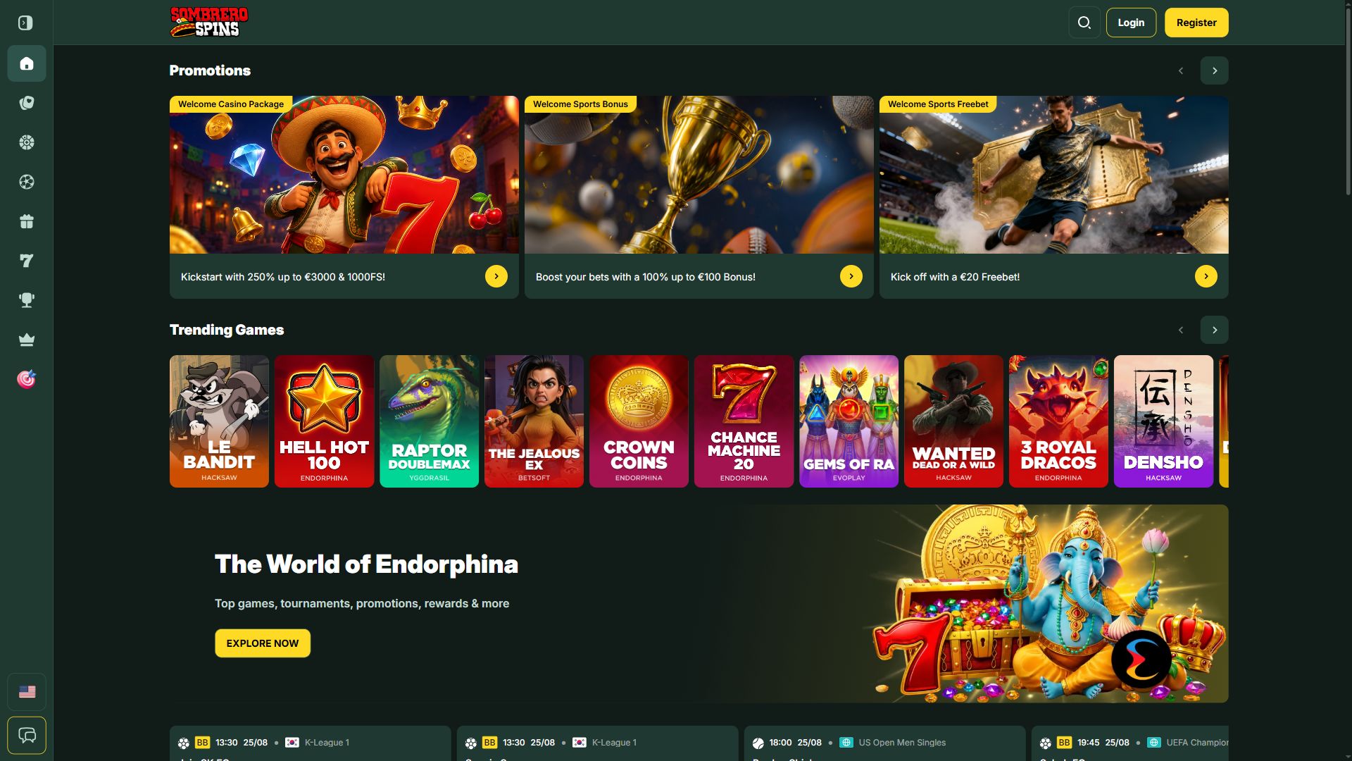 Sombrero Spins — Homepage (Desktop)
