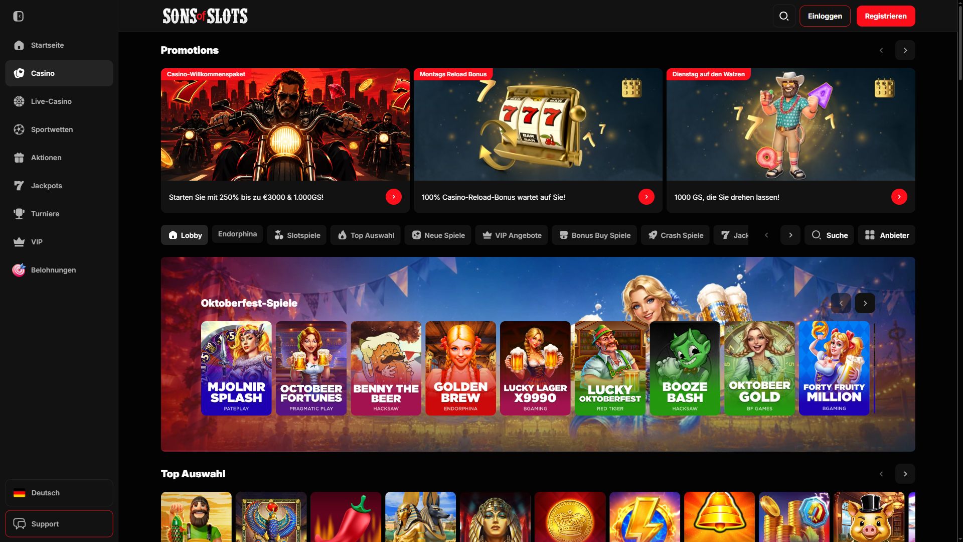 Sons of slots — Lobby (Desktop)