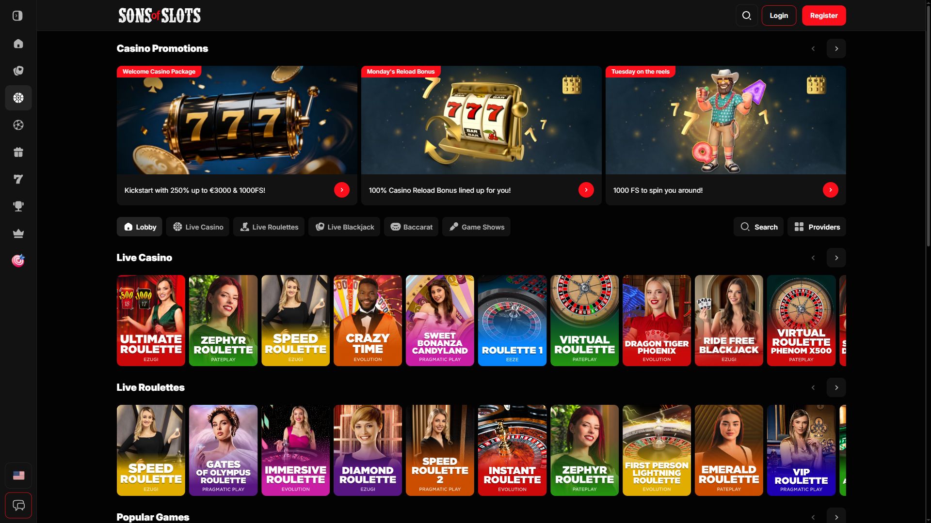 Sons of slots — Lobby (Desktop)