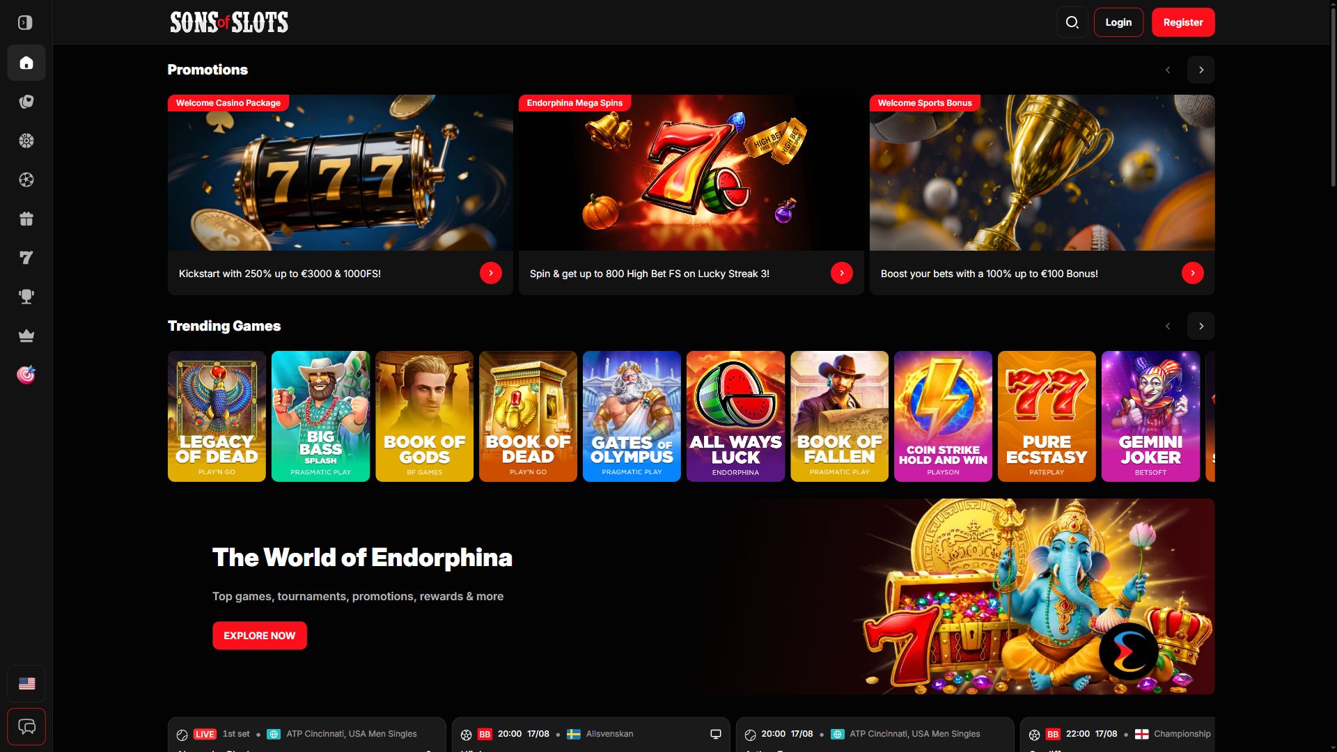 Sons of slots — Homepage (Desktop)