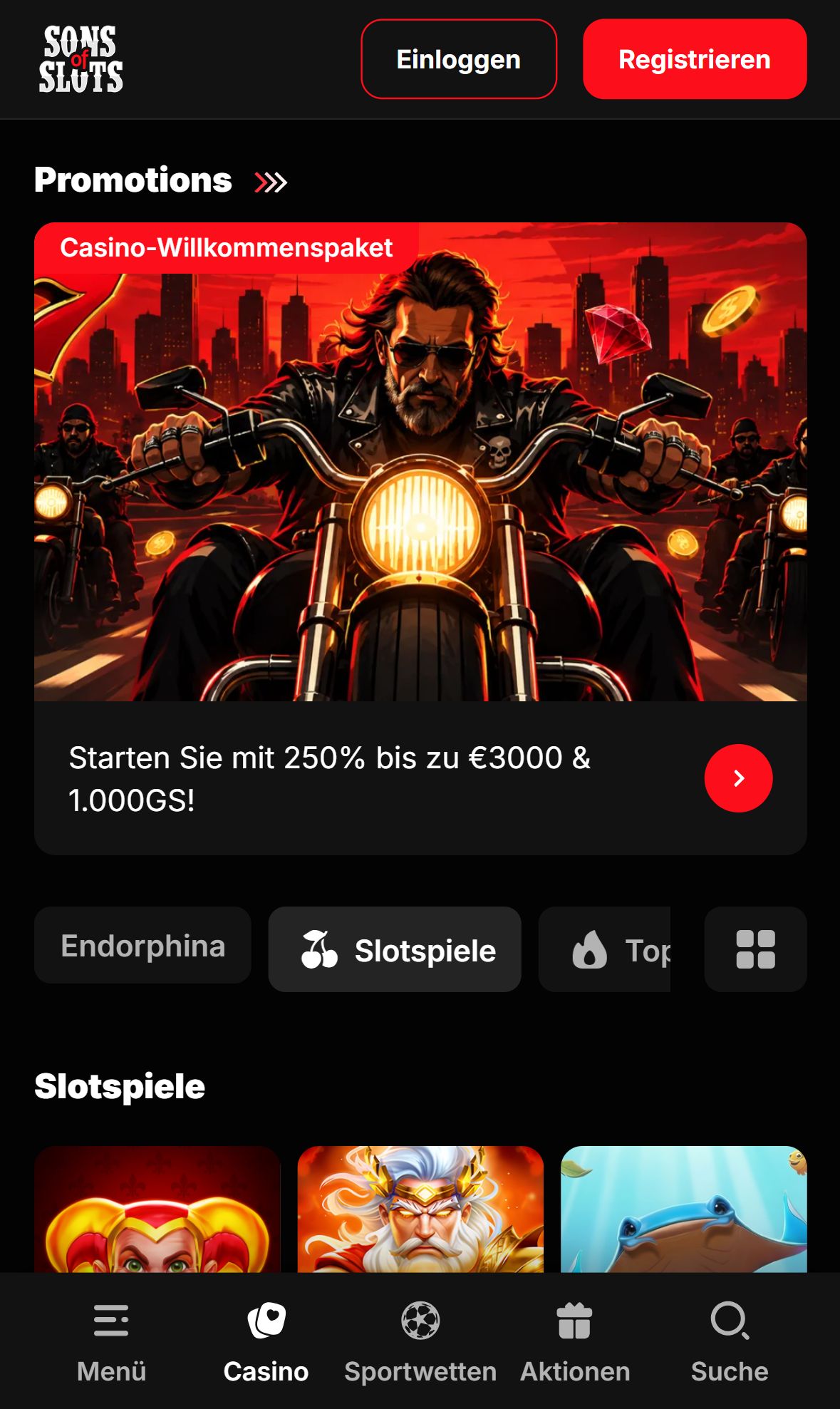 Sons of slots — Lobby (Mobil)