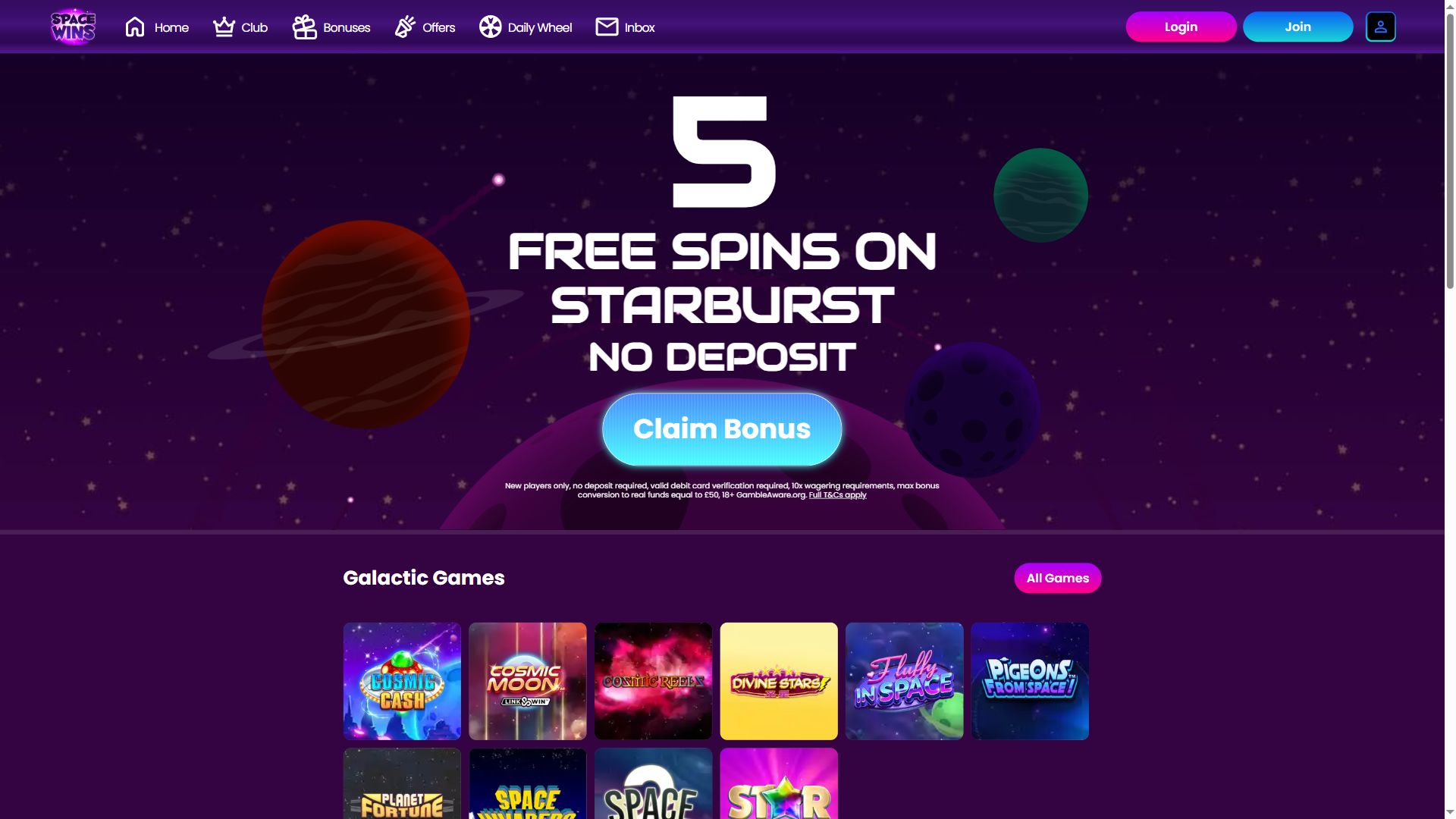 Space Wins — Homepage (Desktop)