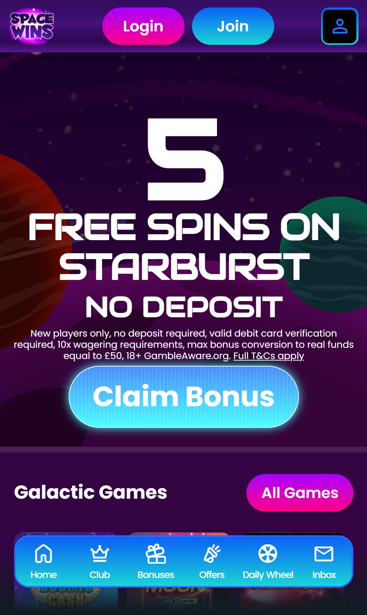 Space Wins — Homepage (Mobile)