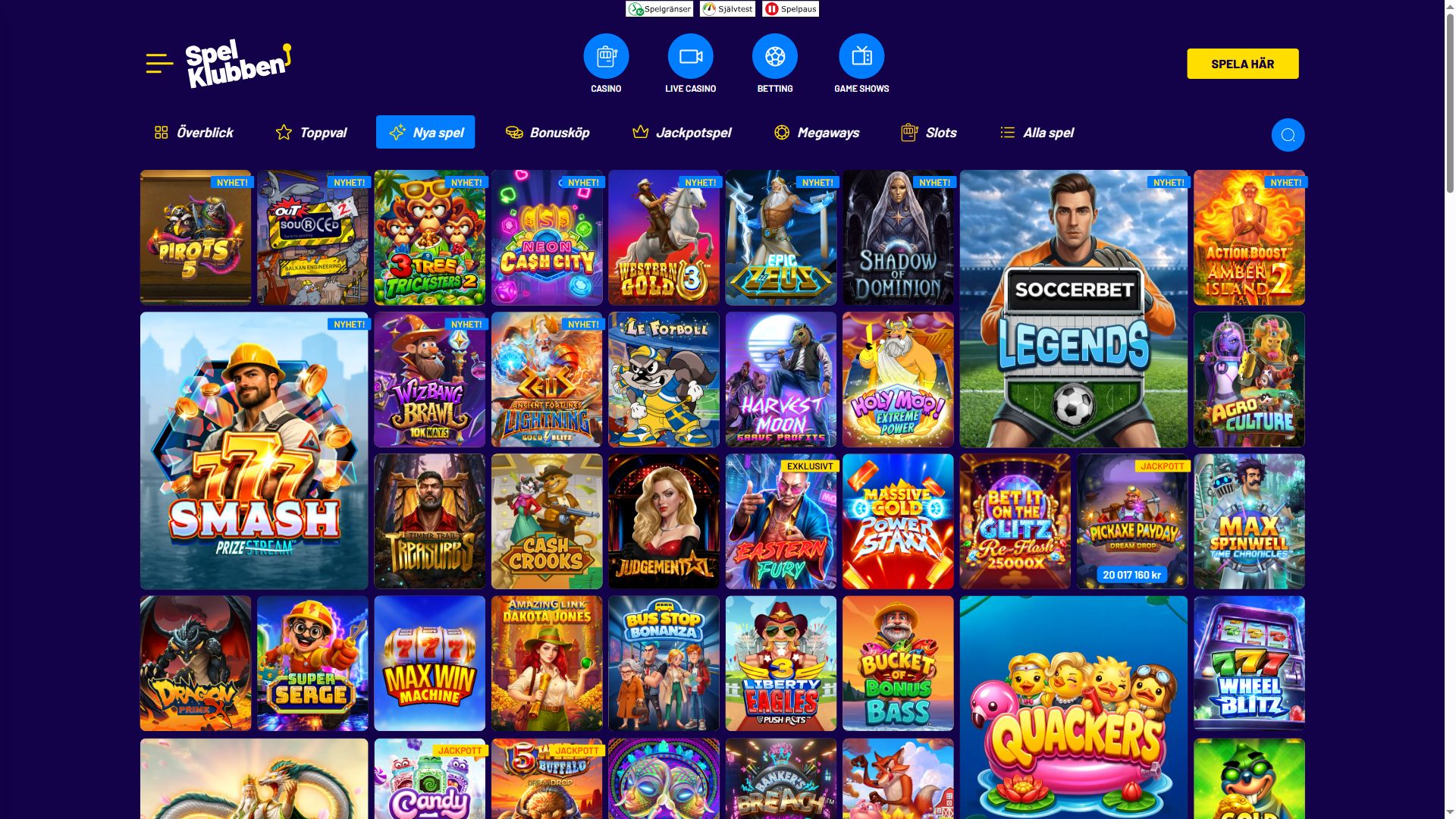 Spelklubben — Lobby (Desktop)