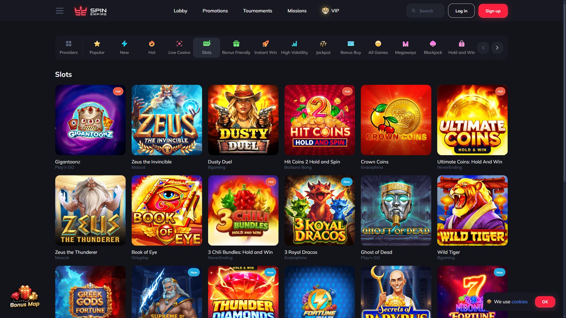 Spin Empire — Homepage (Desktop)