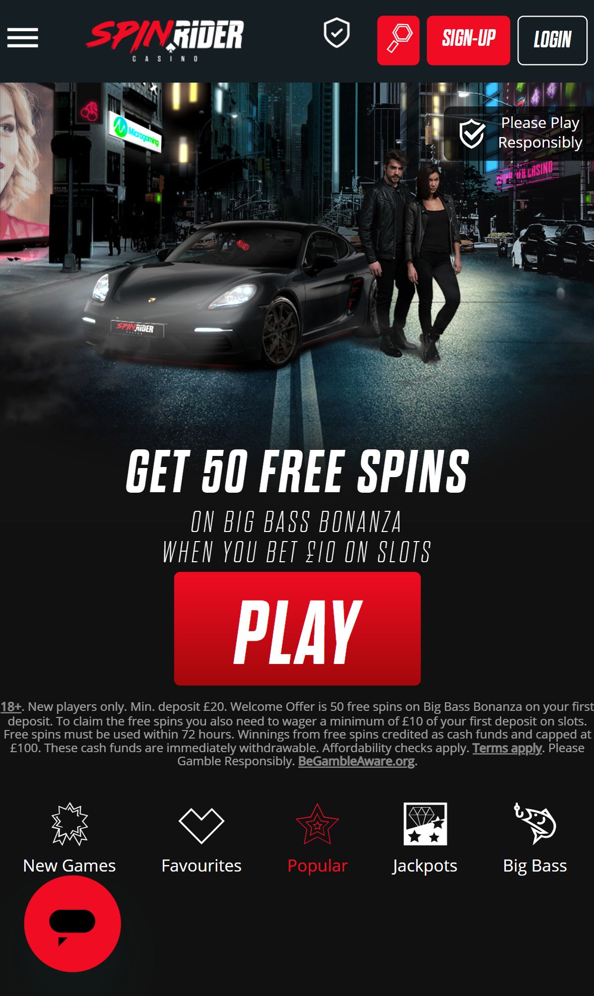 Spinrider — Homepage (Mobile)