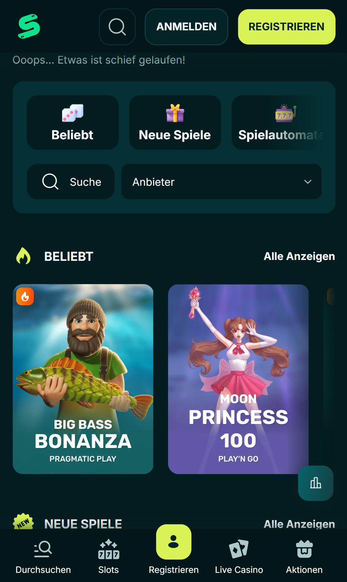 Spinaconda — Startseite (Mobil)