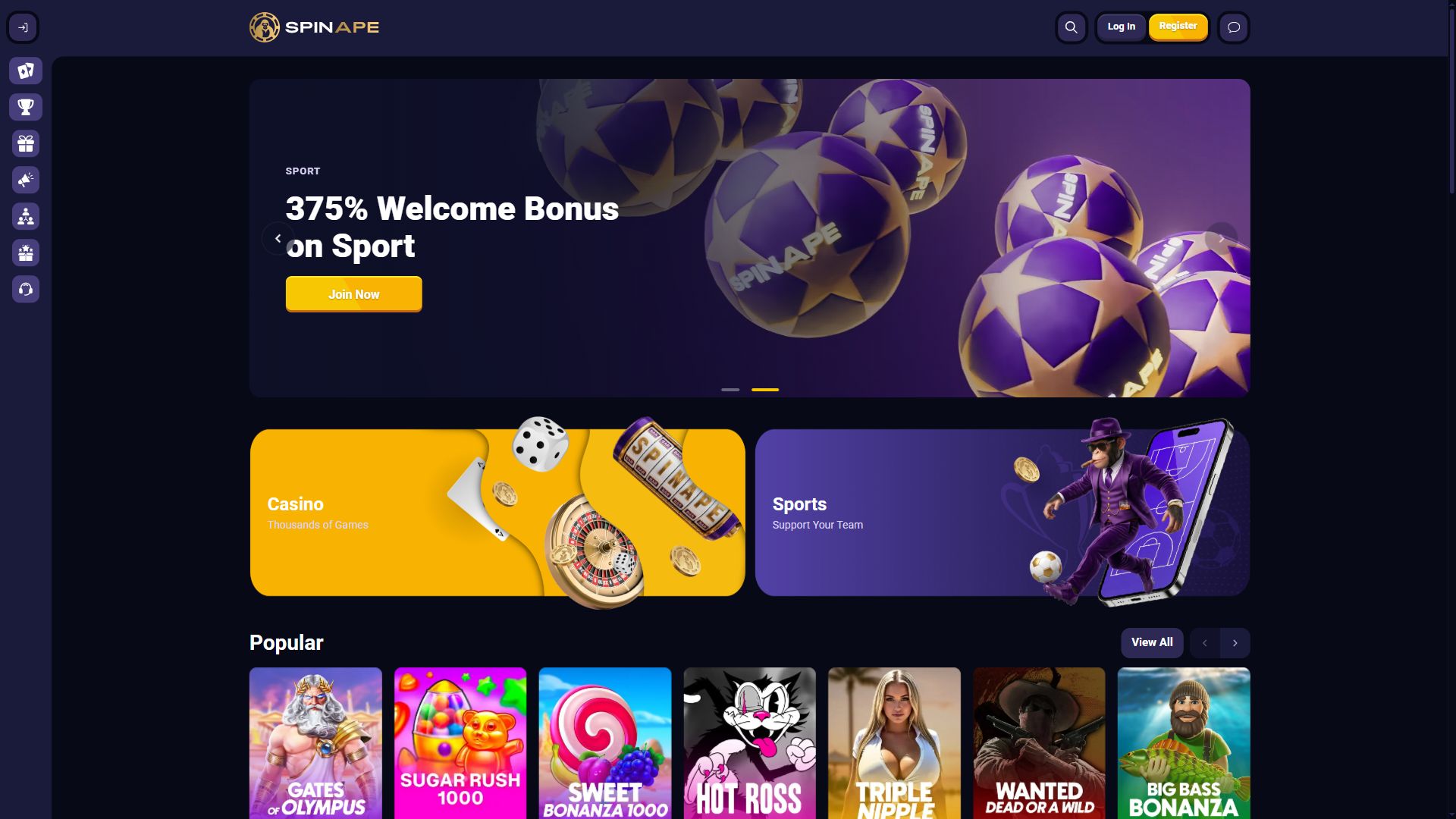 Spinape — Homepage (Desktop)