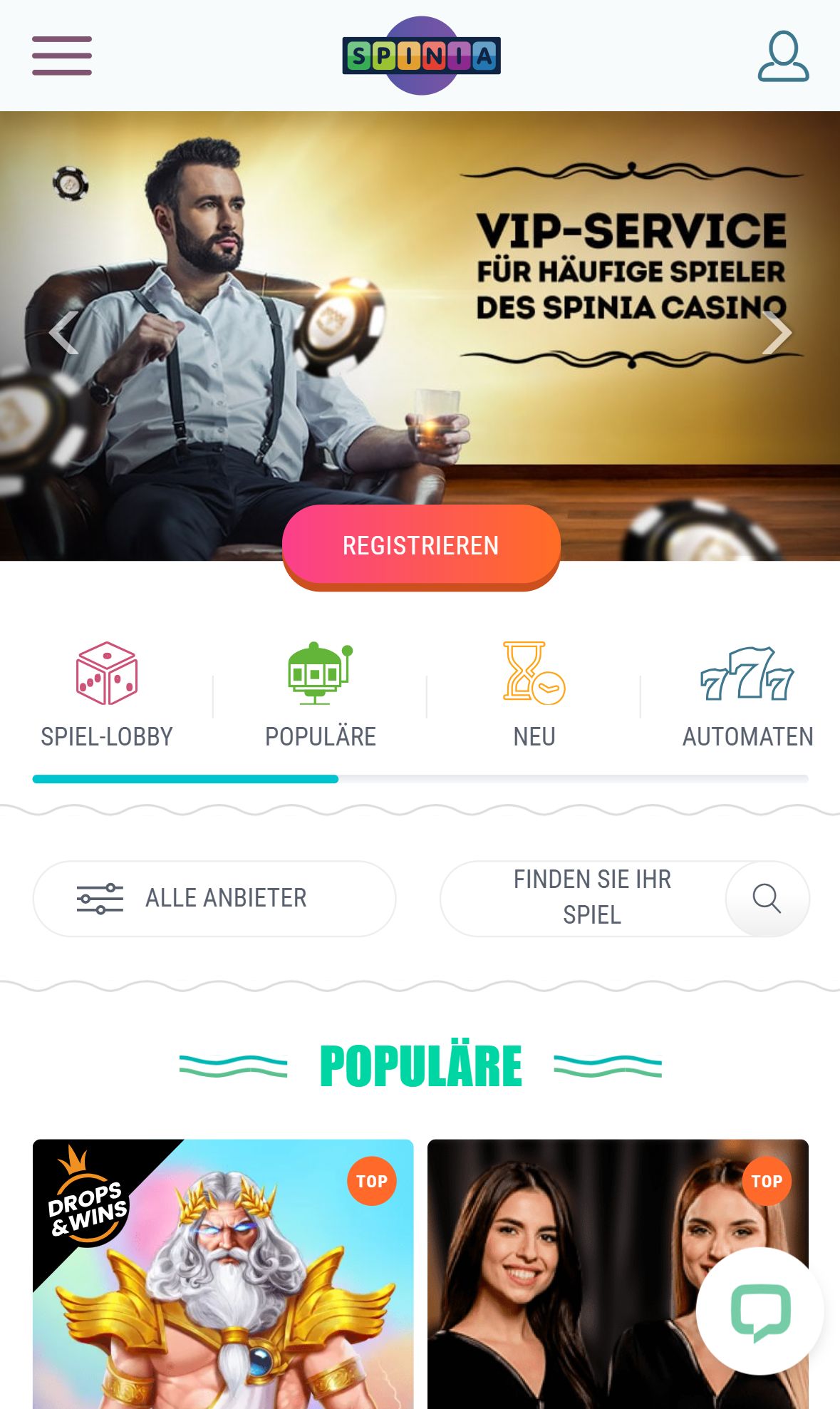 Spinia — Lobby (Mobil)