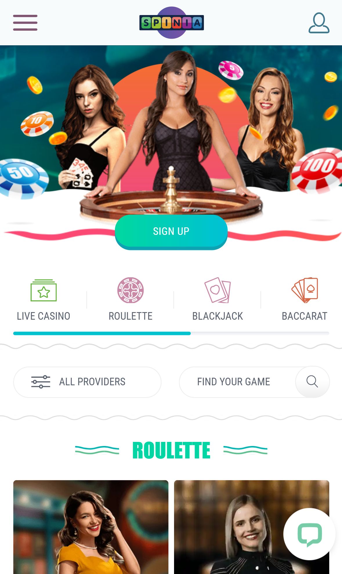 Spinia — Lobby (Mobile)