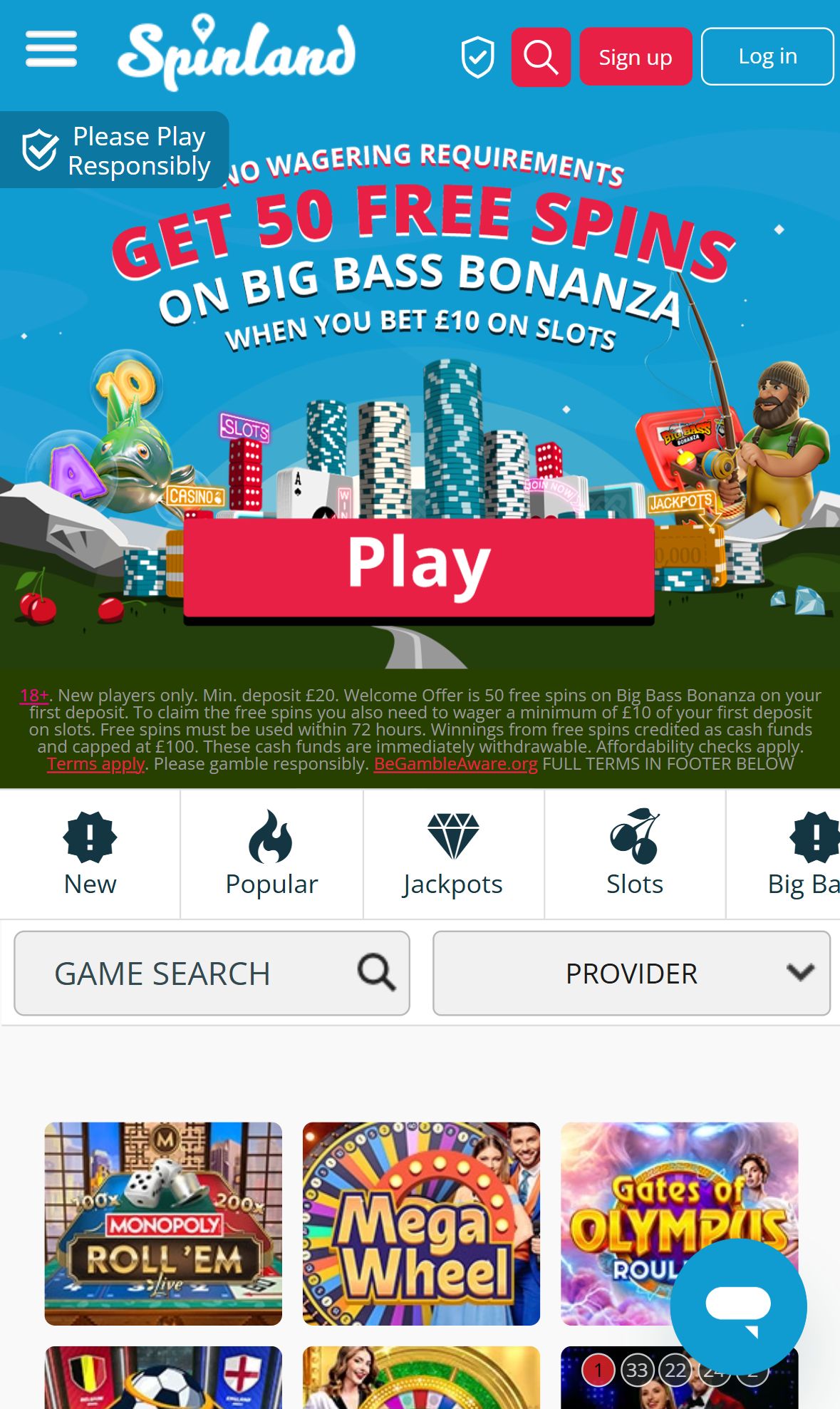 Spinland — Lobby (Mobile)