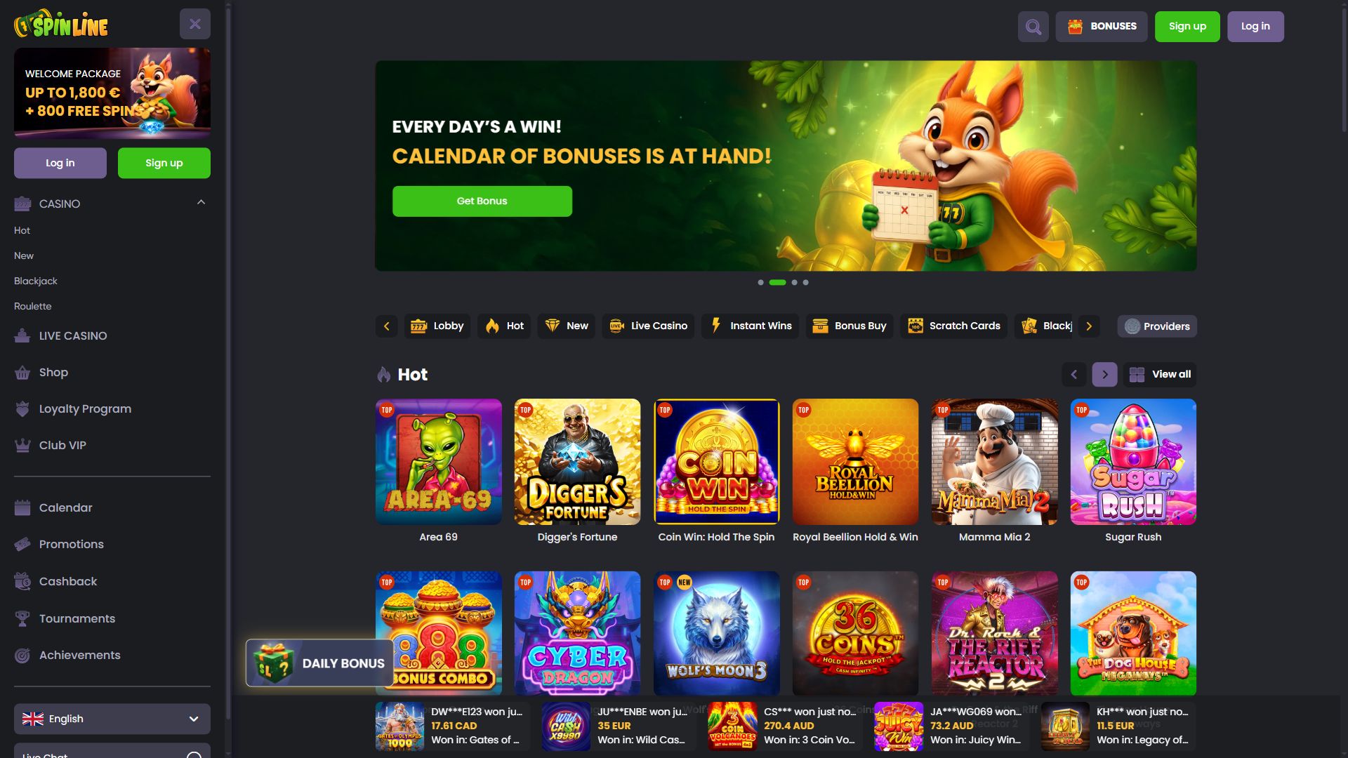 Spinline — Homepage (Desktop)