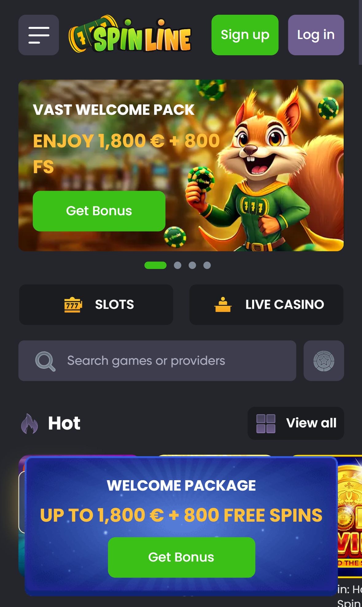 Spinline — Homepage (Mobile)