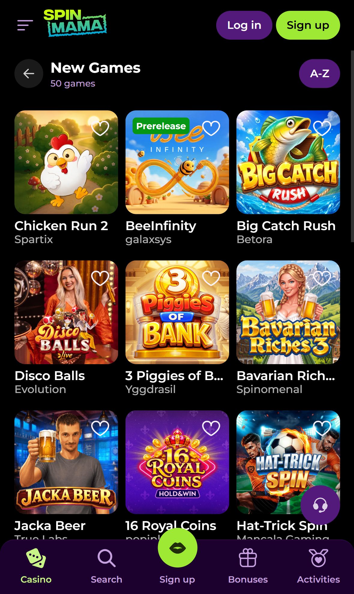 Spinmama — Lobby (Mobile)