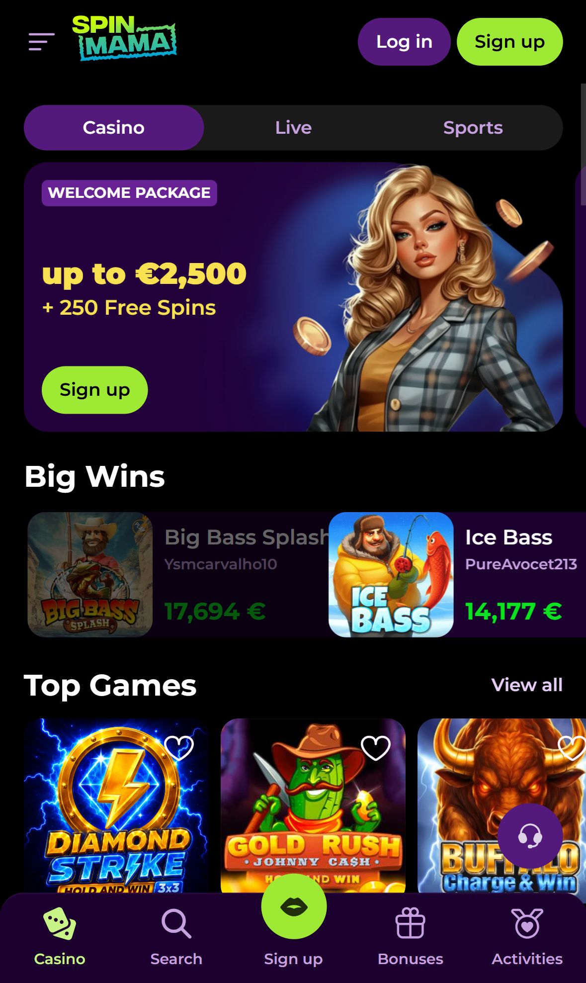 Spinmama — Homepage (Mobile)