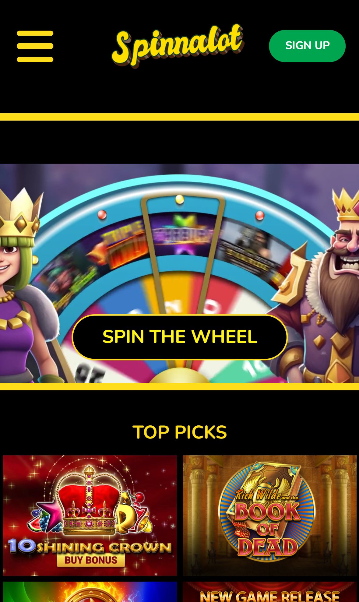 Spinnalot — Lobby (Mobile)