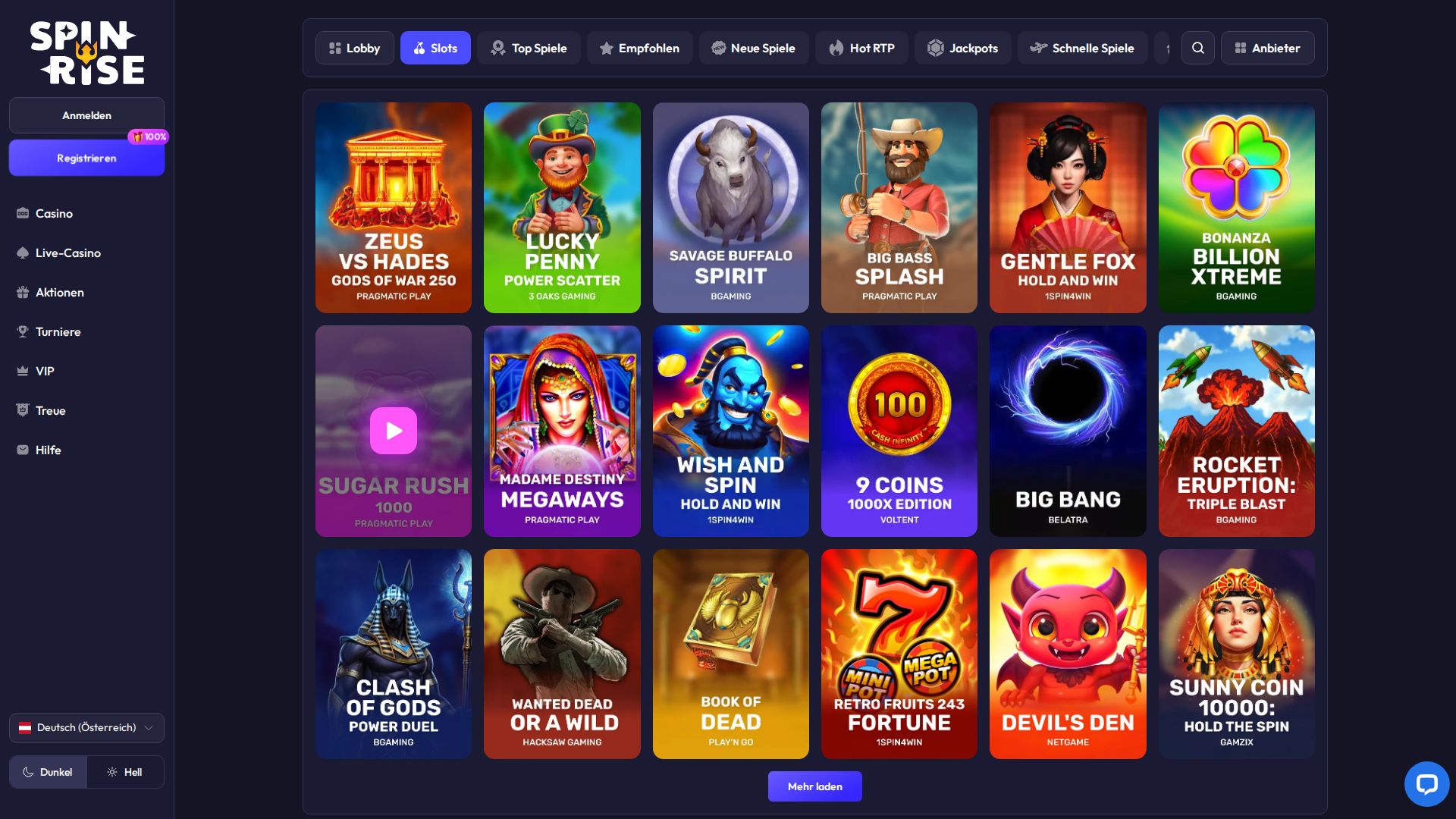 Spinrise — Lobby (Desktop)