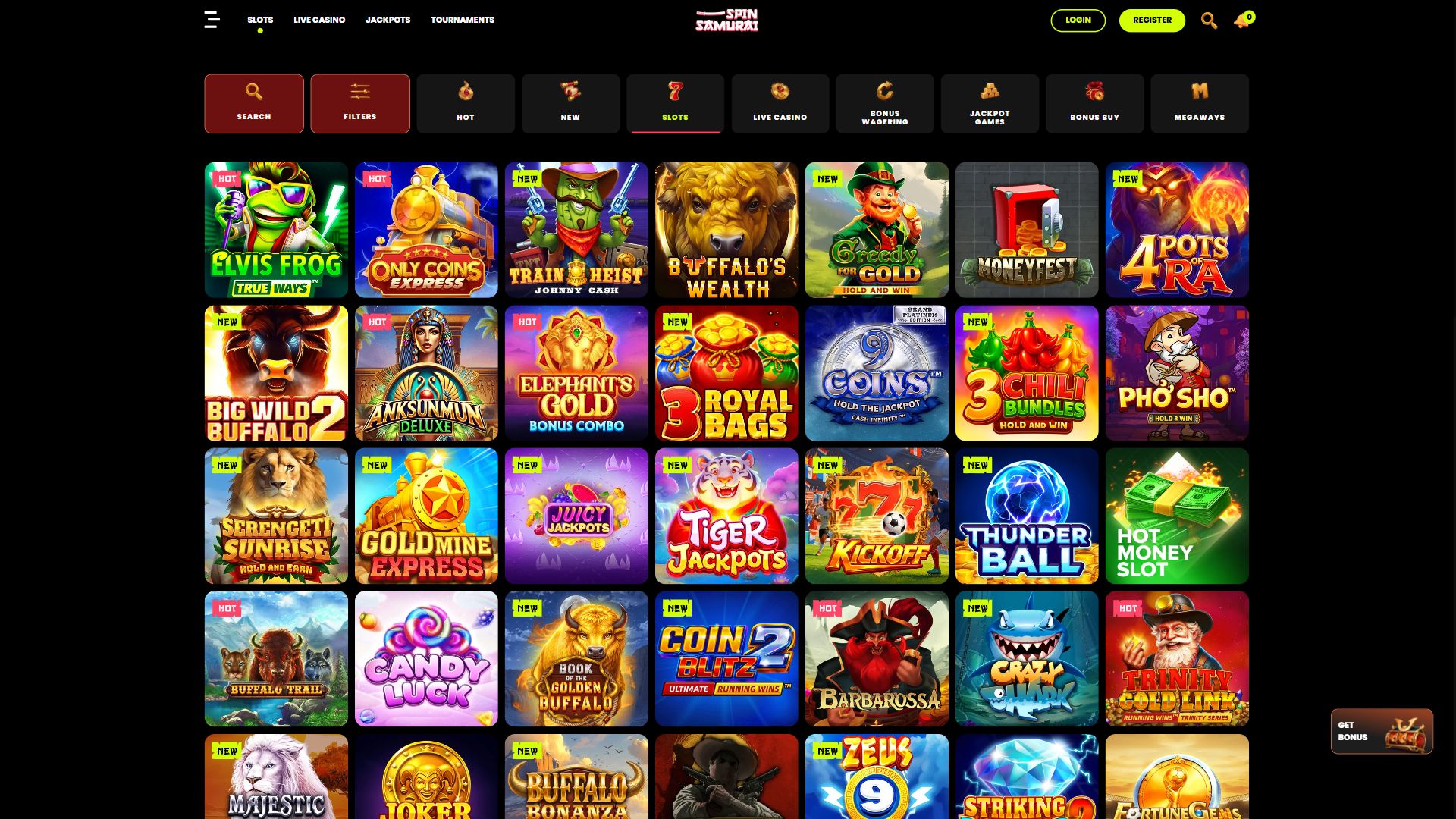 Spin Samurai — Lobby (Desktop)