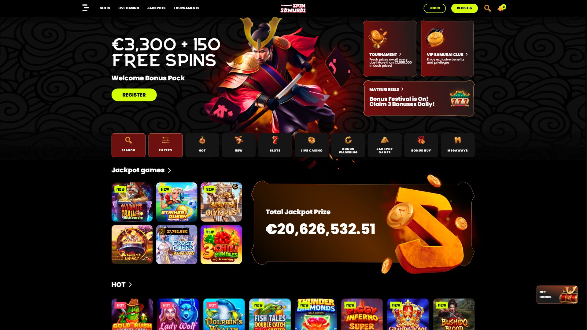 Spin Samurai — Homepage (Desktop)
