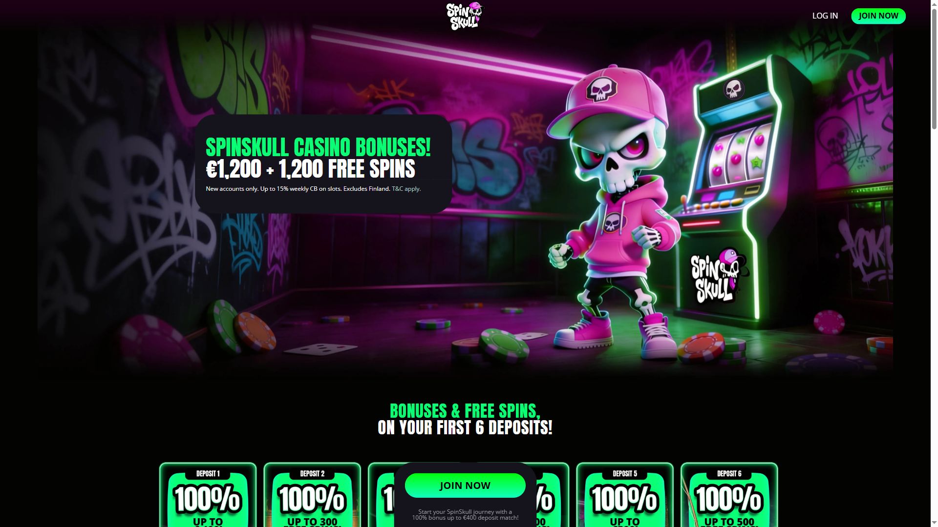Spinskull — Homepage (Desktop)