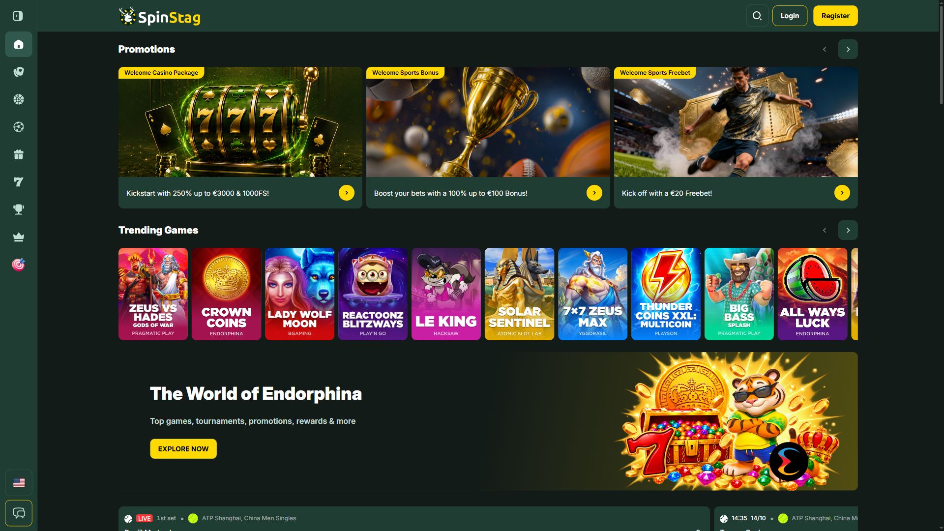 Spinstag — Homepage (Desktop)