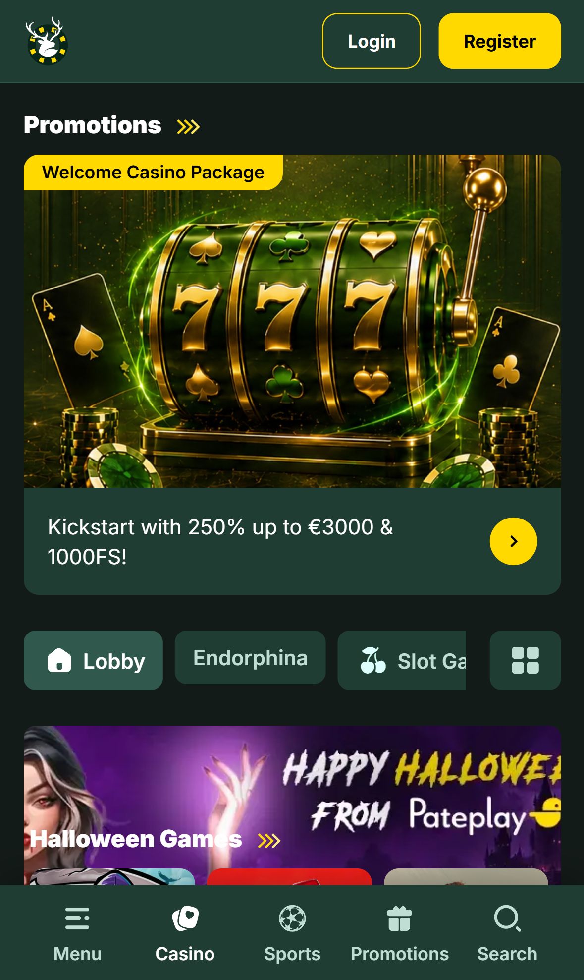 Spinstag — Homepage (Mobile)
