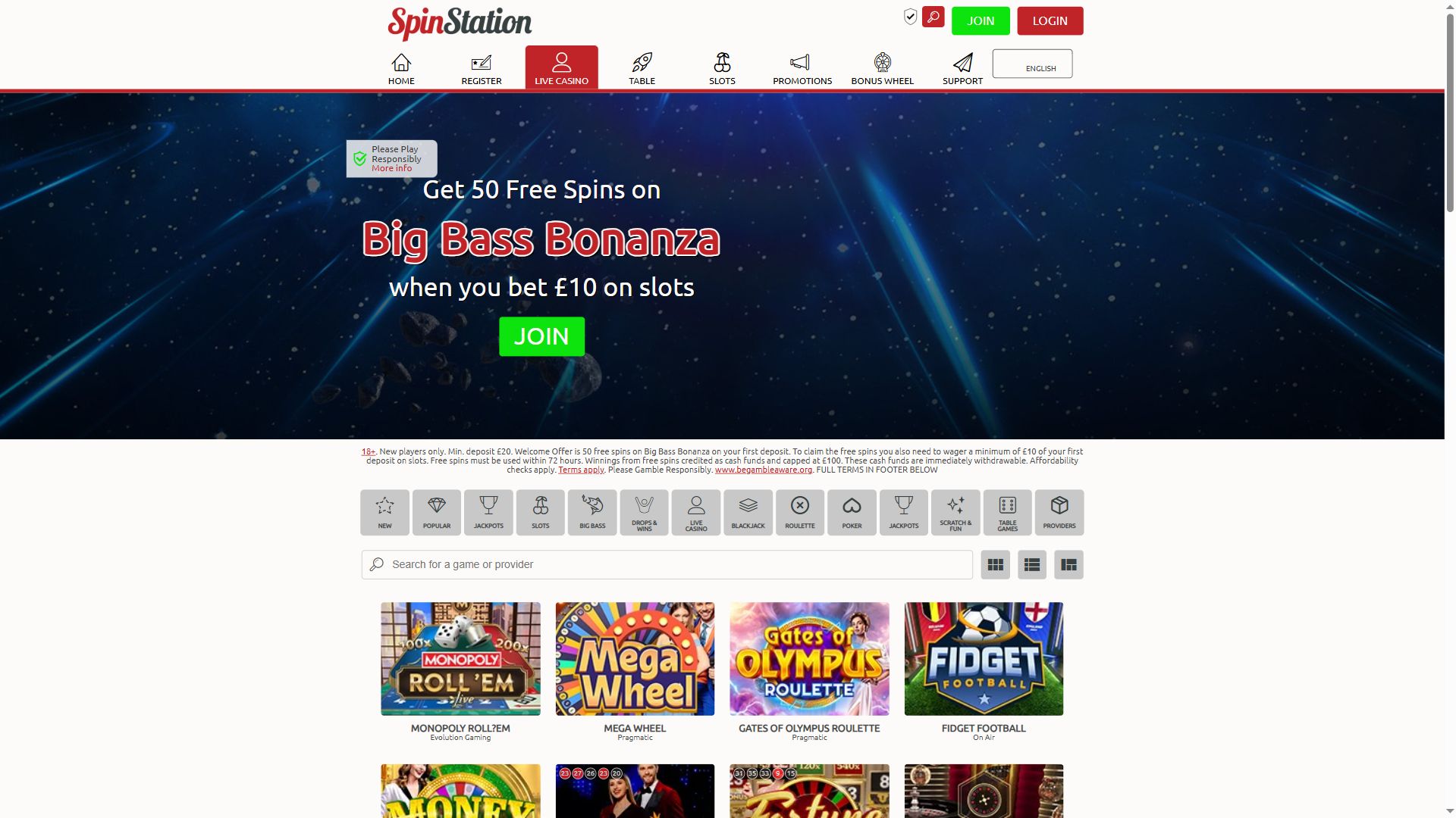 Spinstation — Lobby (Desktop)