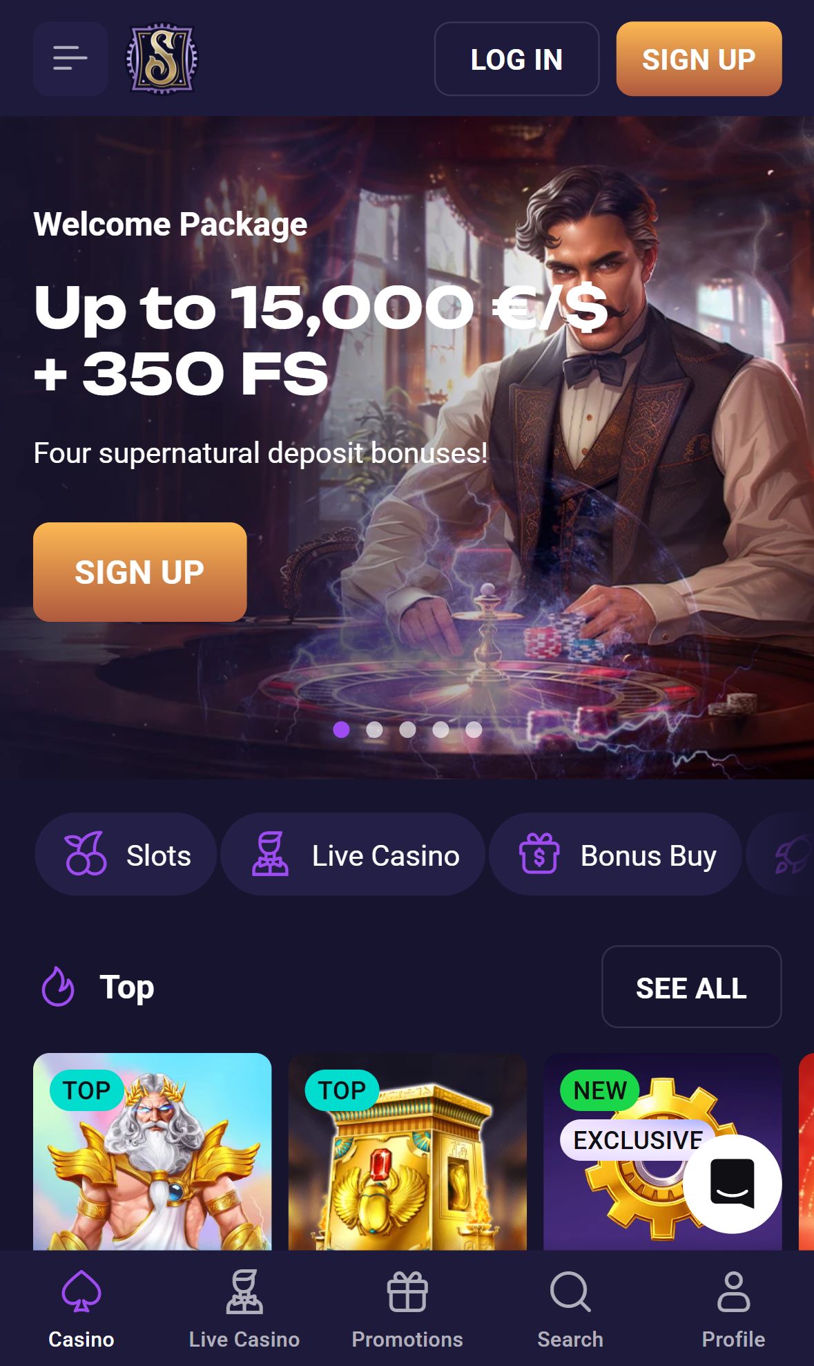 Spirit Casino — Homepage (Mobile)
