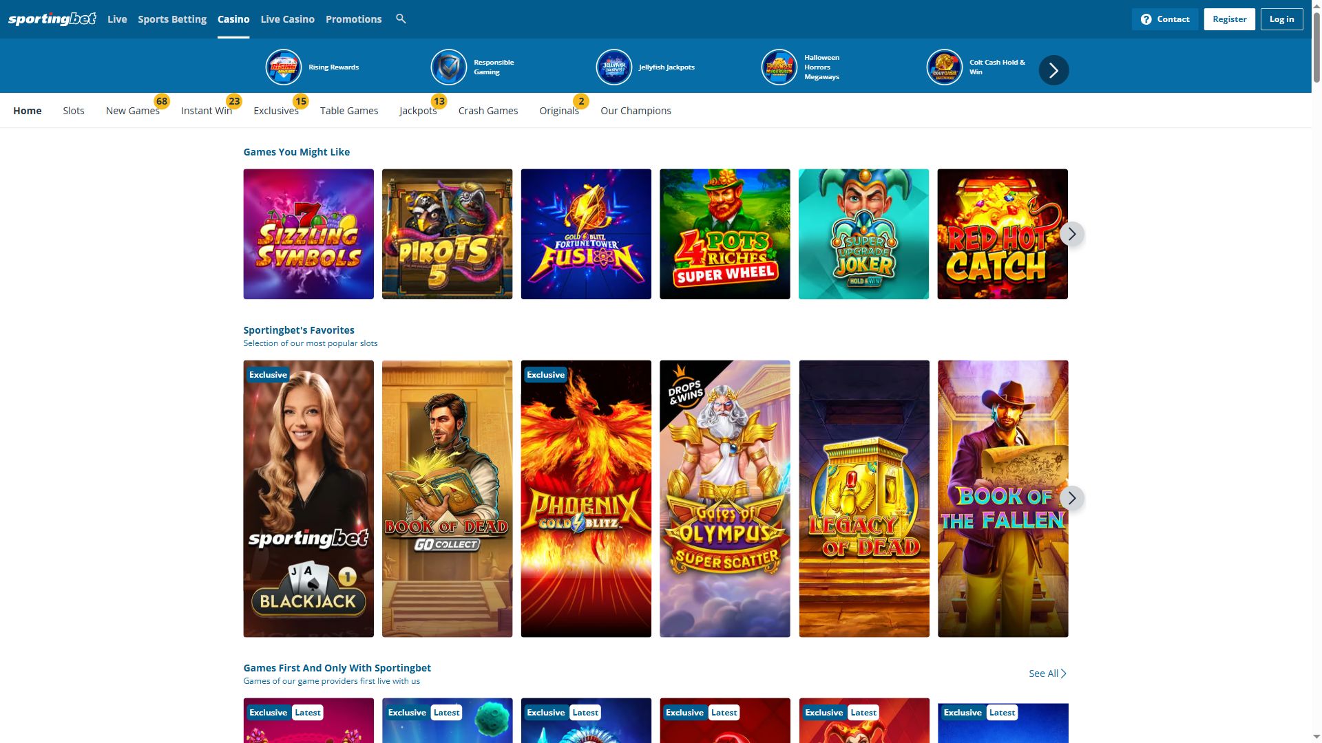SportingBet — Lobby (Desktop)