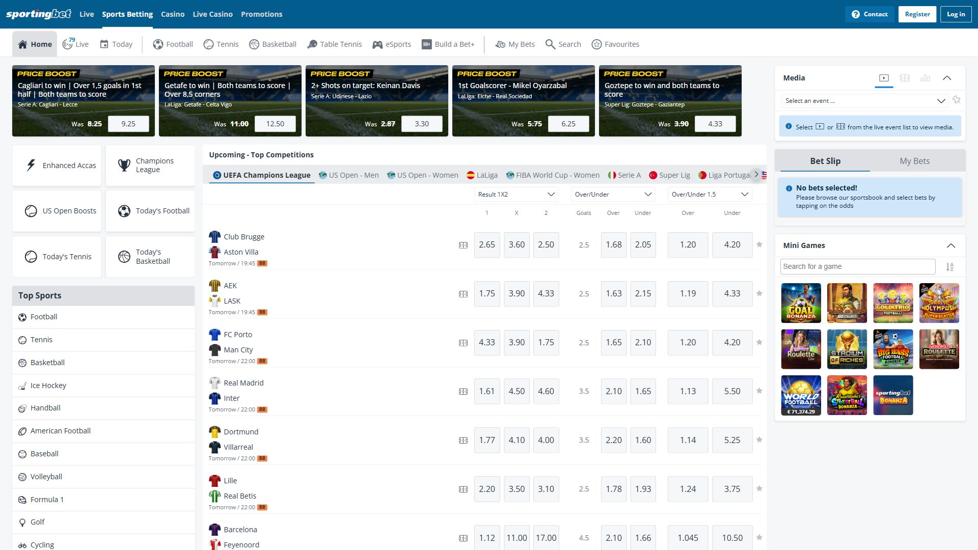 SportingBet — Homepage (Desktop)