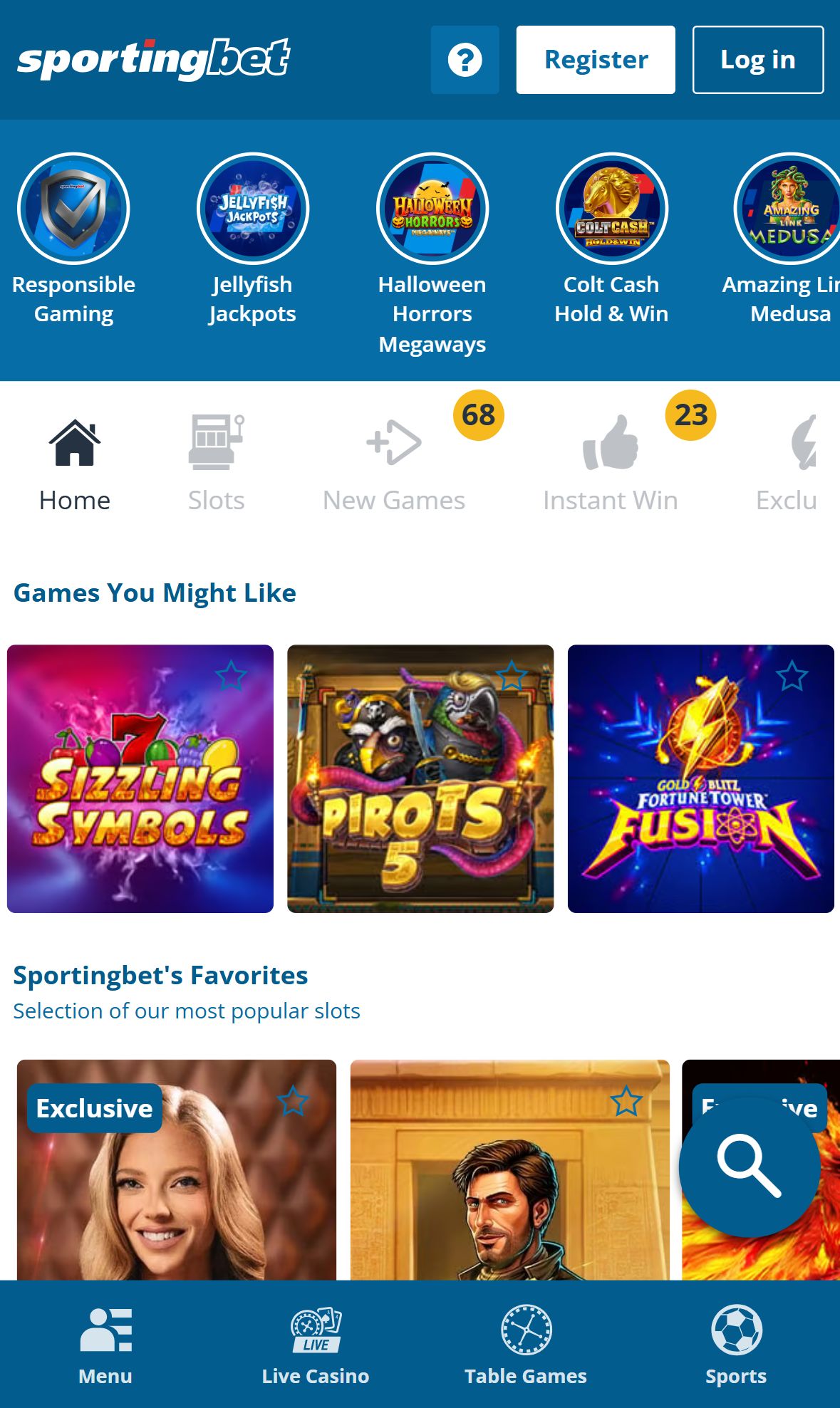 SportingBet — Lobby (Mobile)