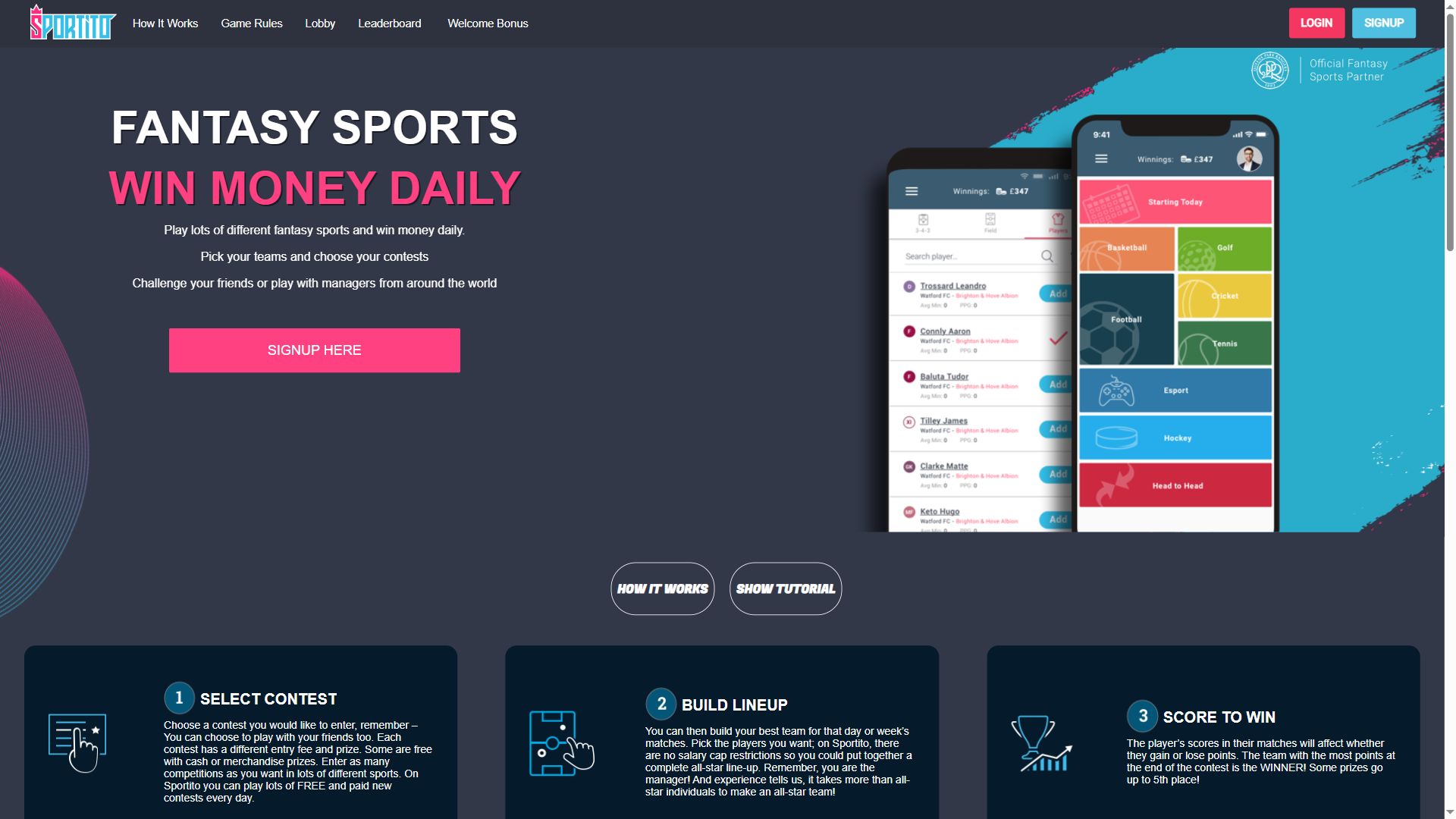 Sportito — Homepage (Desktop)