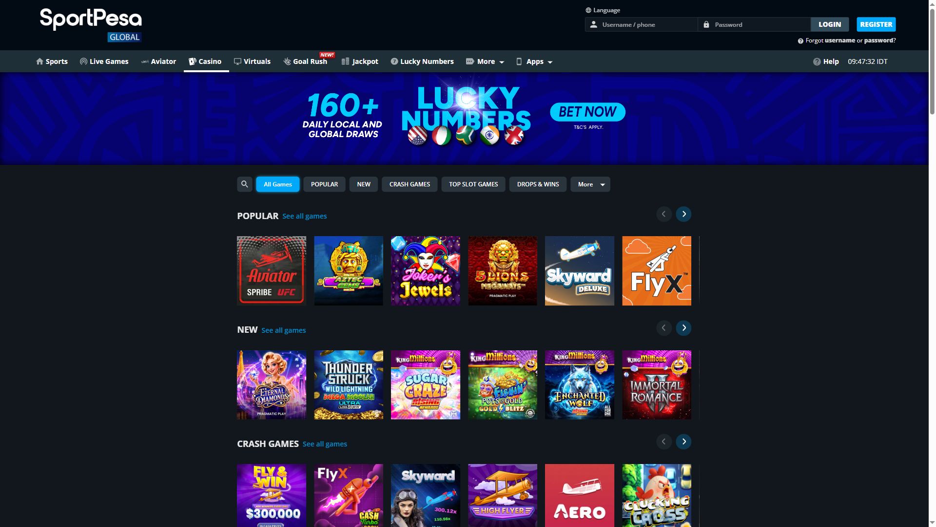 SportPesa — Lobby (Desktop)