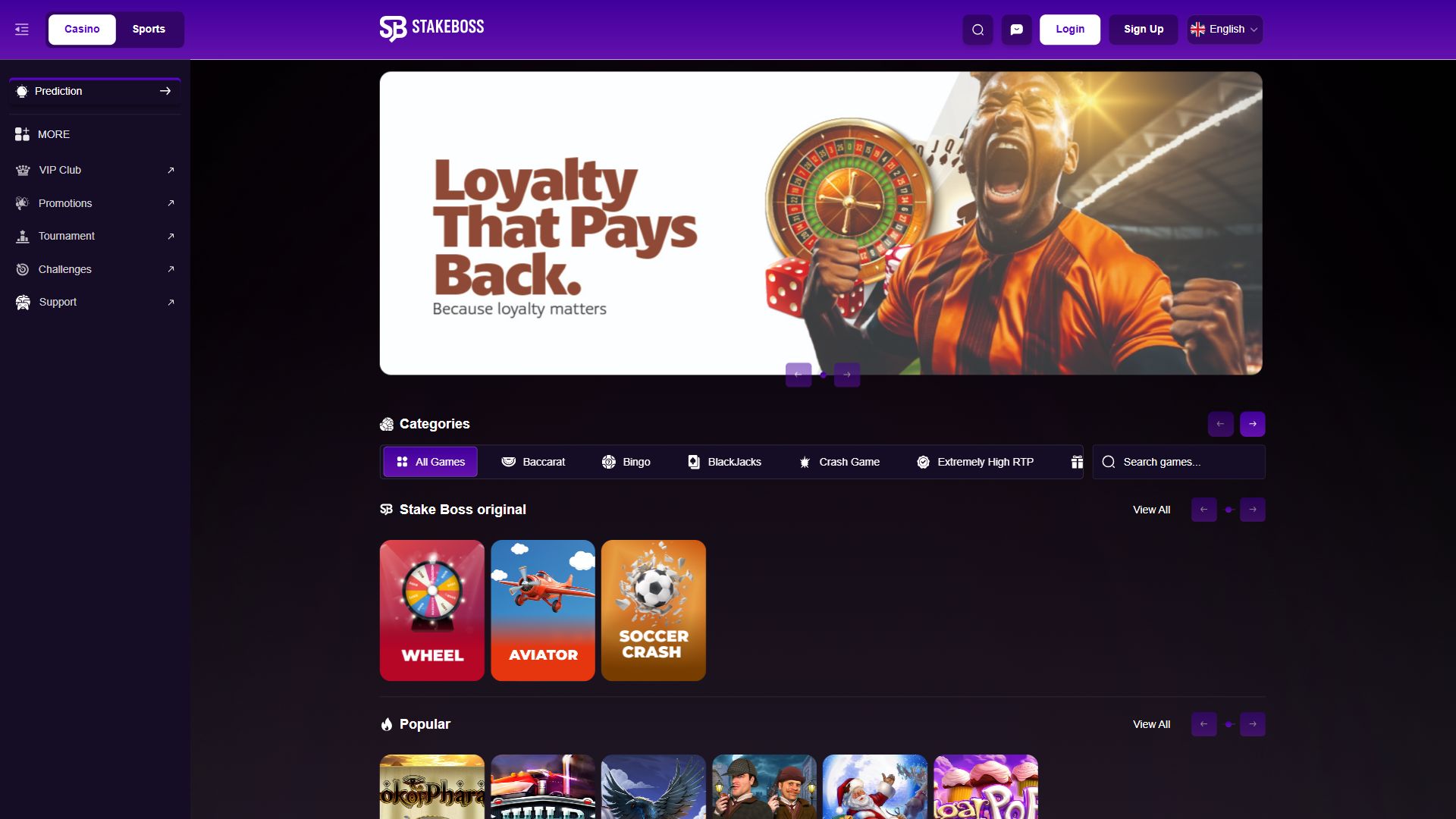STAKEBOSS — Lobby (Desktop)