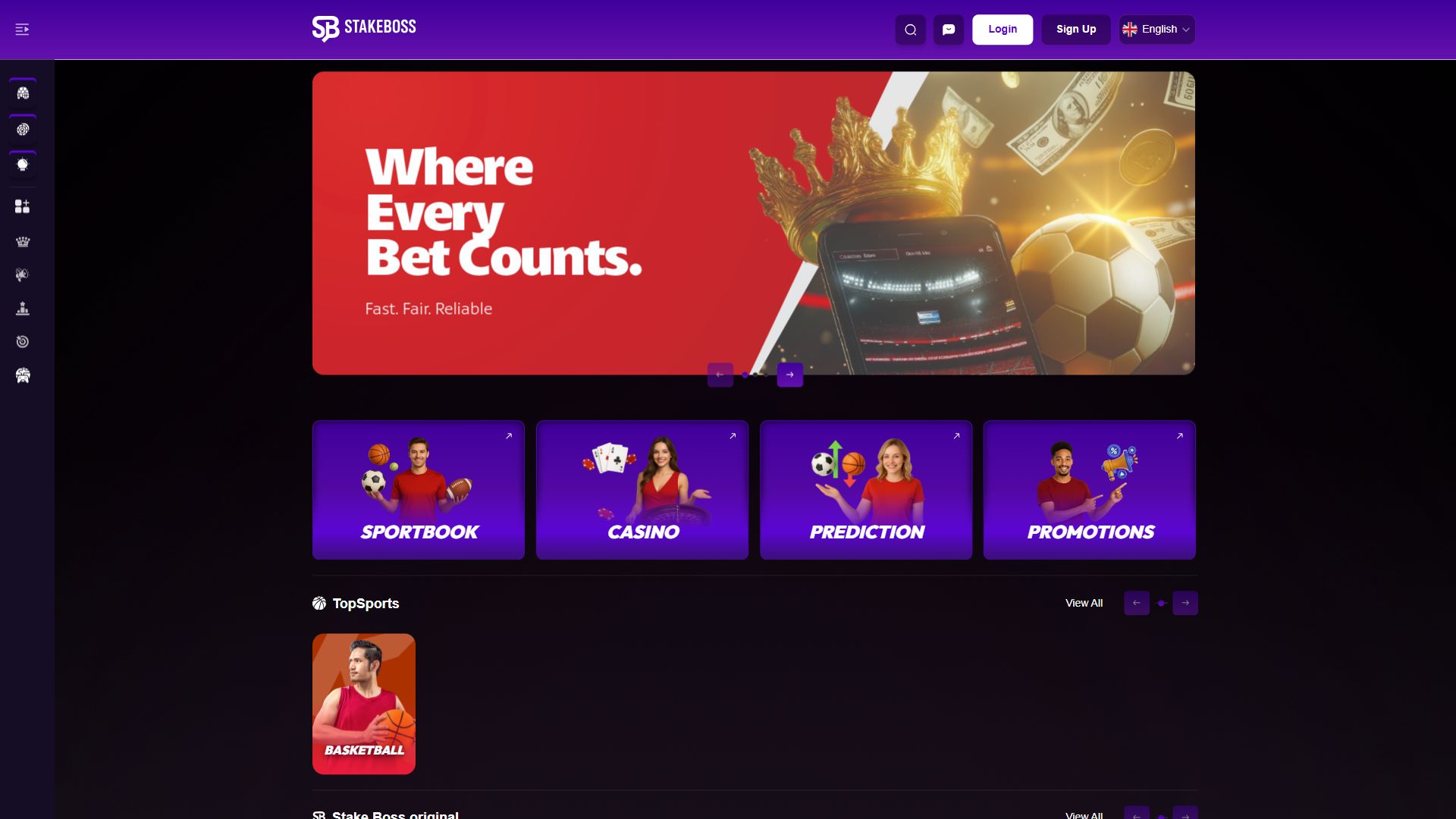 STAKEBOSS — Homepage (Desktop)
