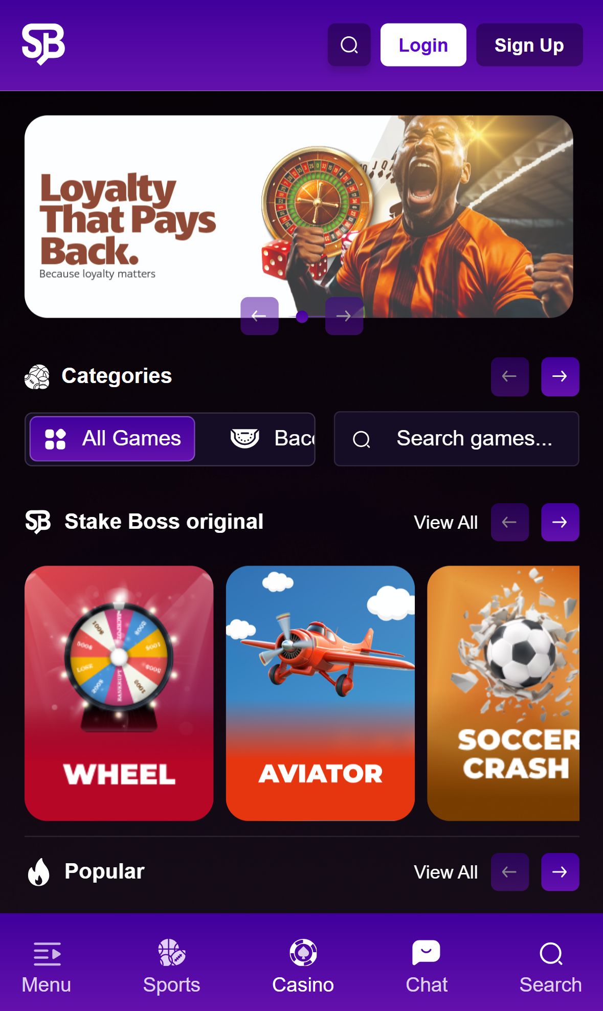 STAKEBOSS — Lobby (Mobile)