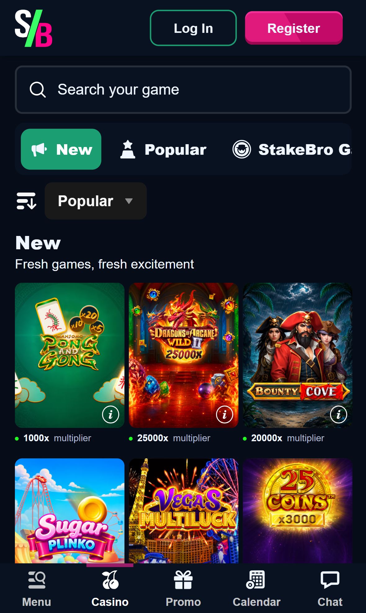 StakeBro — Lobby (Mobile)