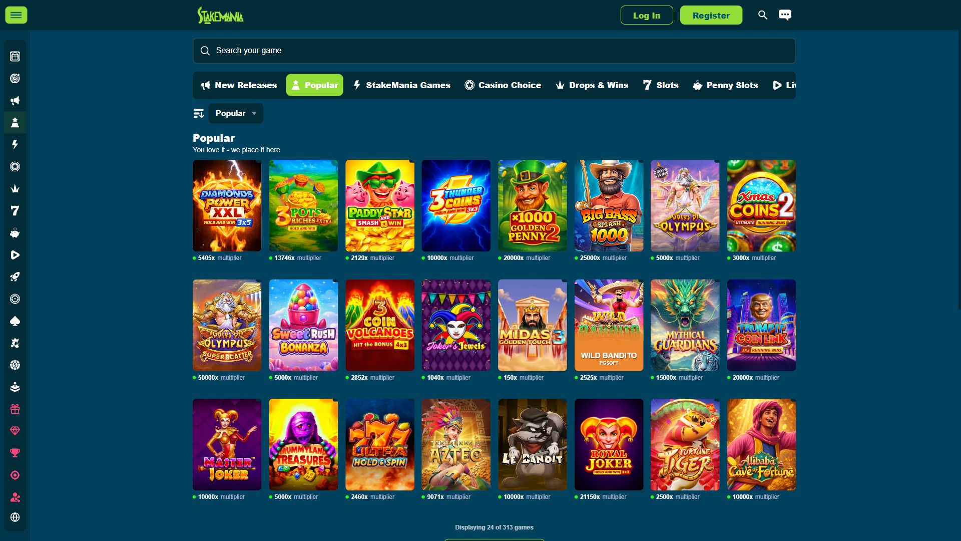 StakeMania — Lobby (Desktop)