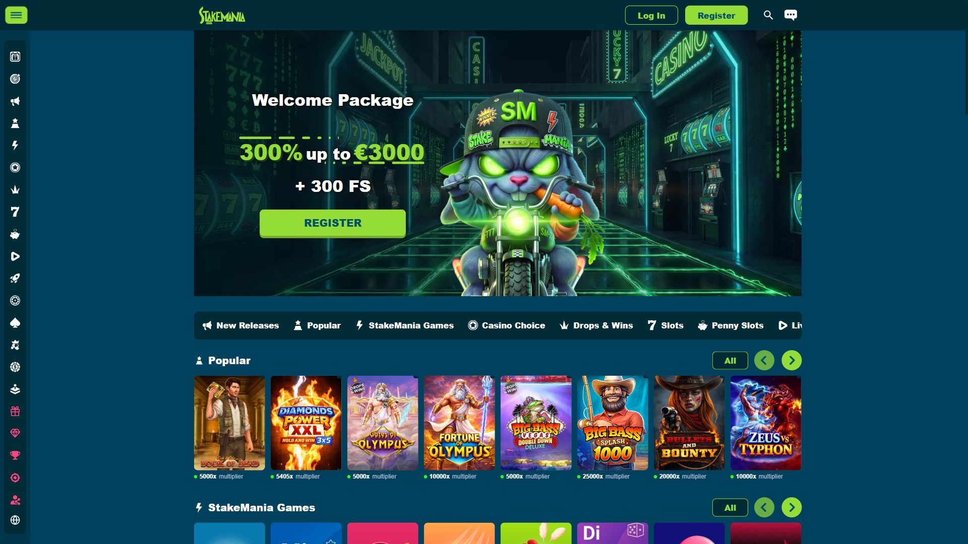 StakeMania — Homepage (Desktop)