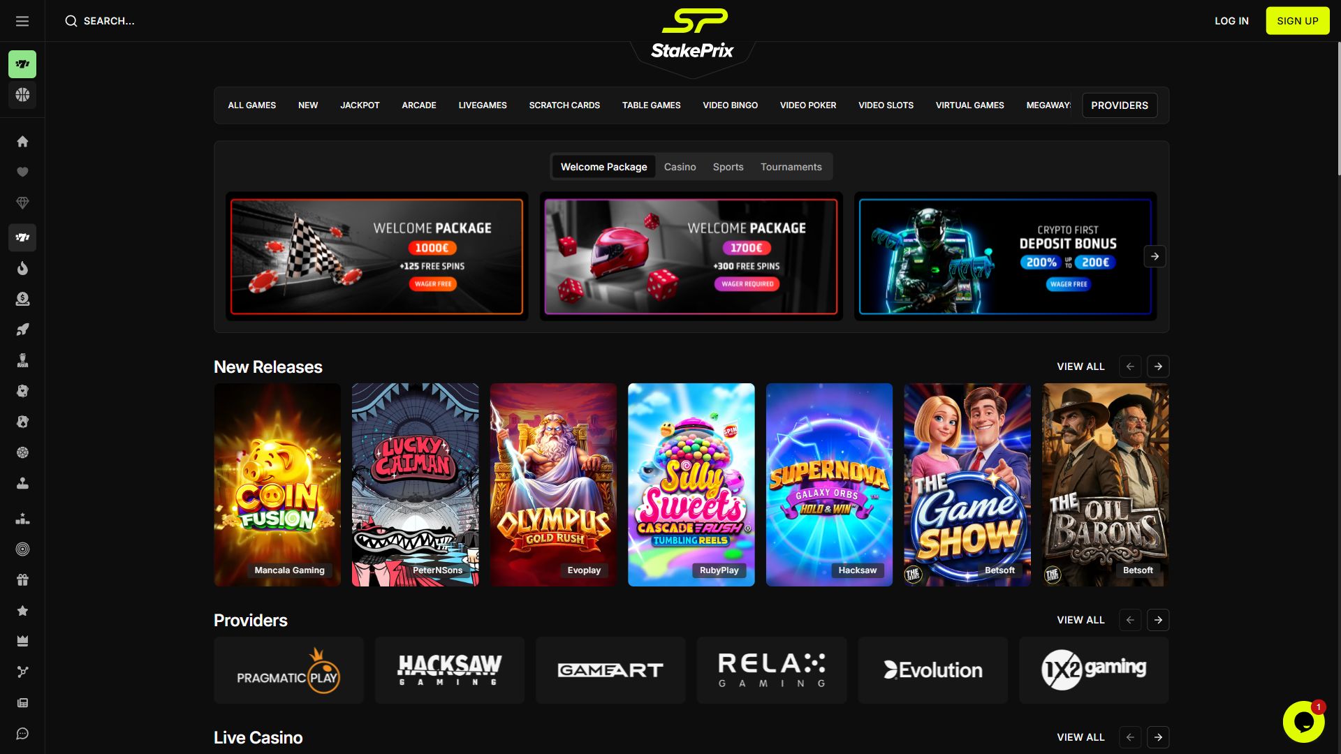 StakePrix — Lobby (Desktop)