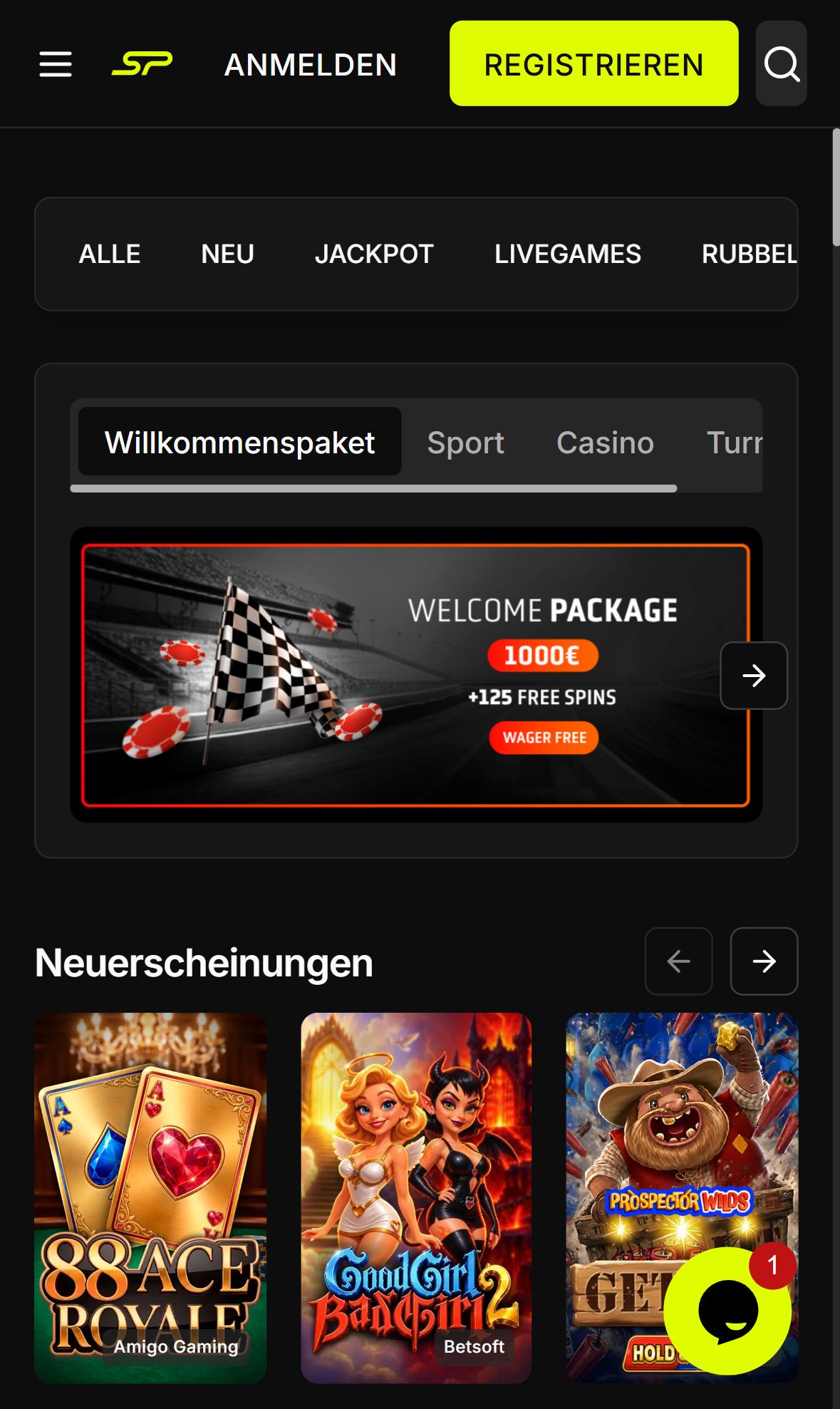 StakePrix — Lobby (Mobil)