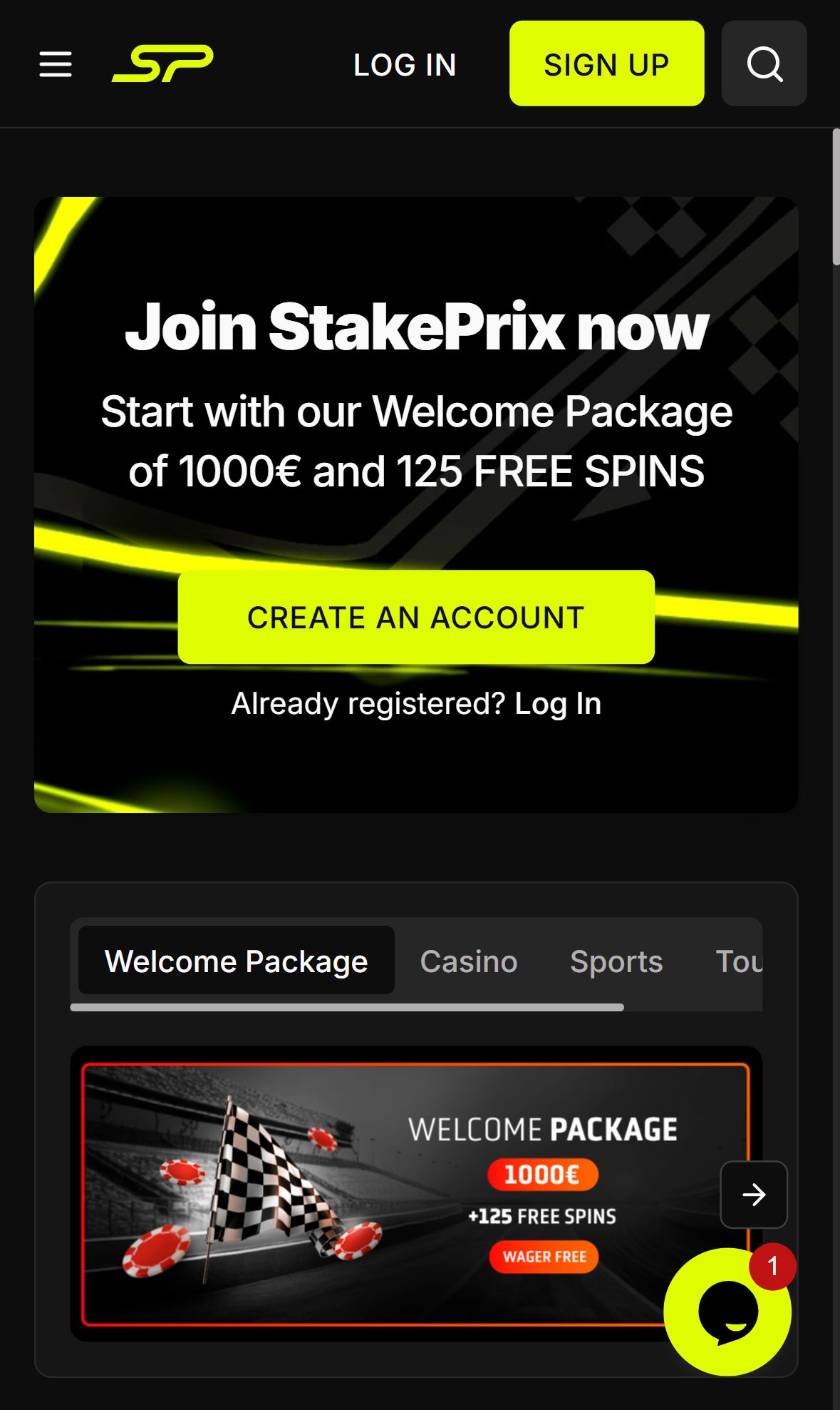 StakePrix — Homepage (Mobile)