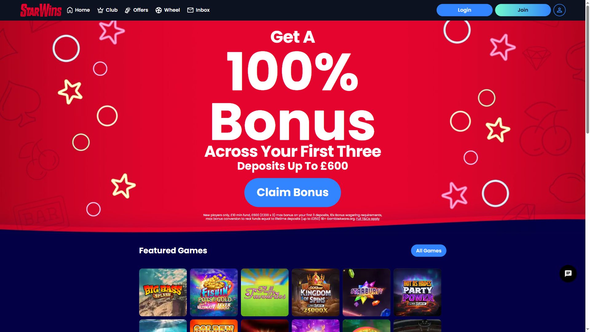 Star Wins — Homepage (Desktop)