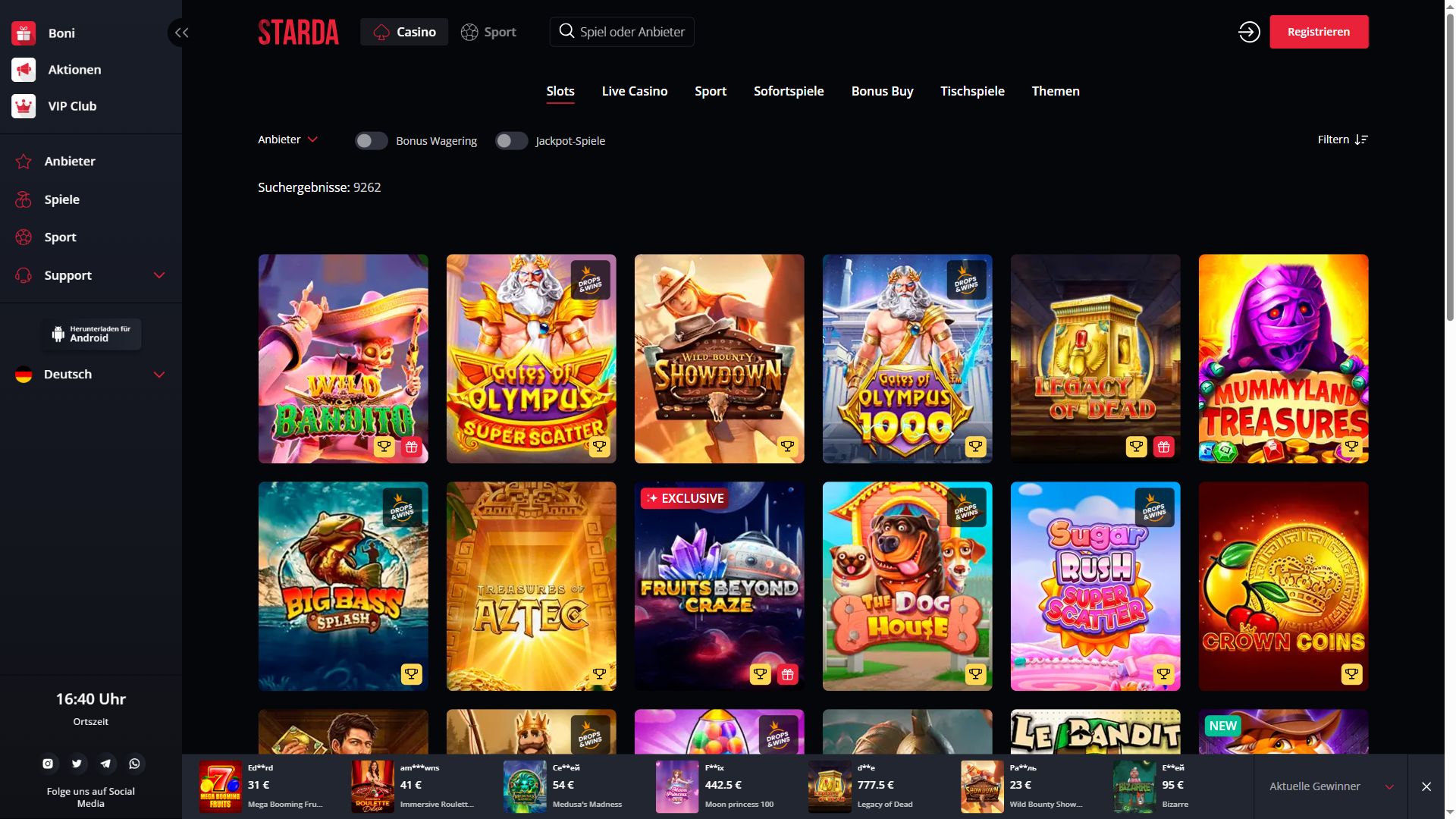 Starda Casino — Lobby (Desktop)
