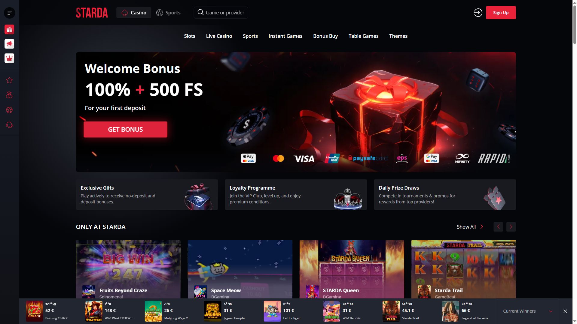 Starda Casino — Homepage (Desktop)