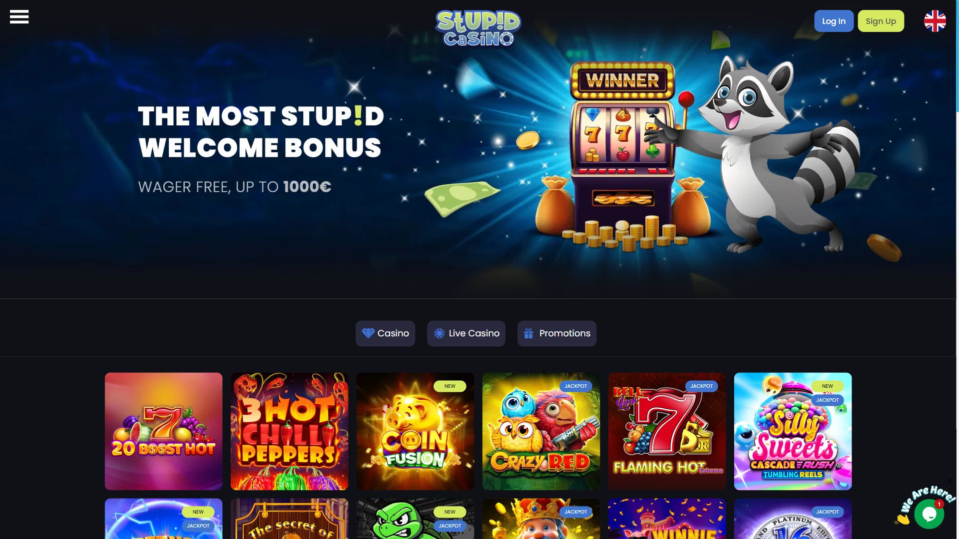 Stupid Casino — Homepage (Desktop)