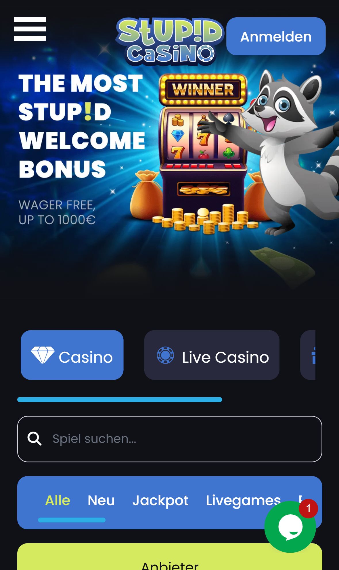 Stupid Casino — Lobby (Mobil)
