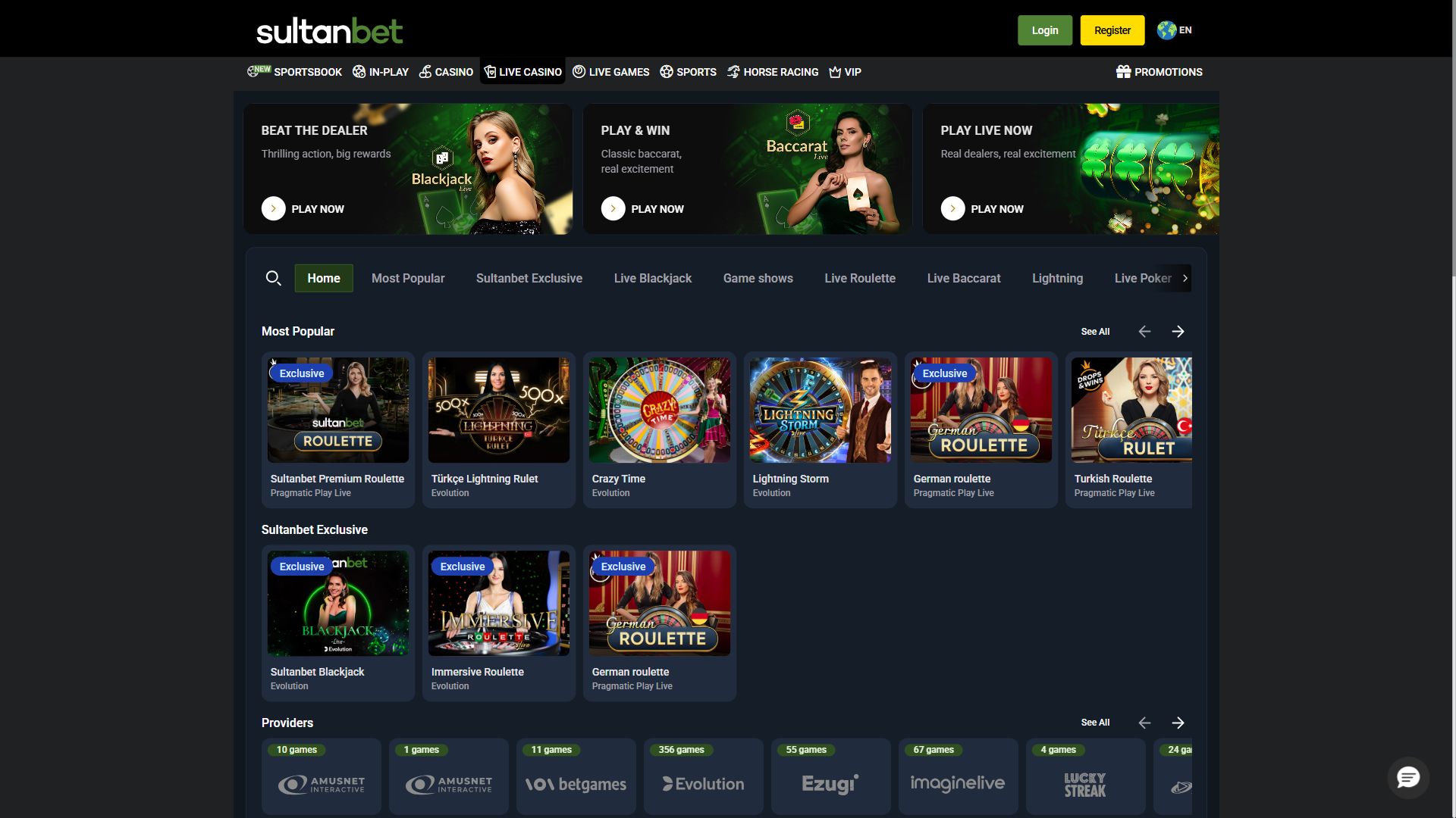 Sultanbet — Lobby (Desktop)