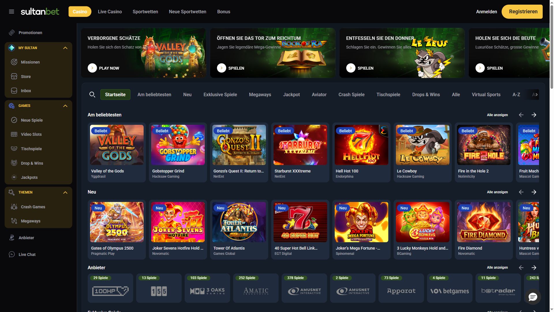 Sultanbet — Startseite (Desktop)