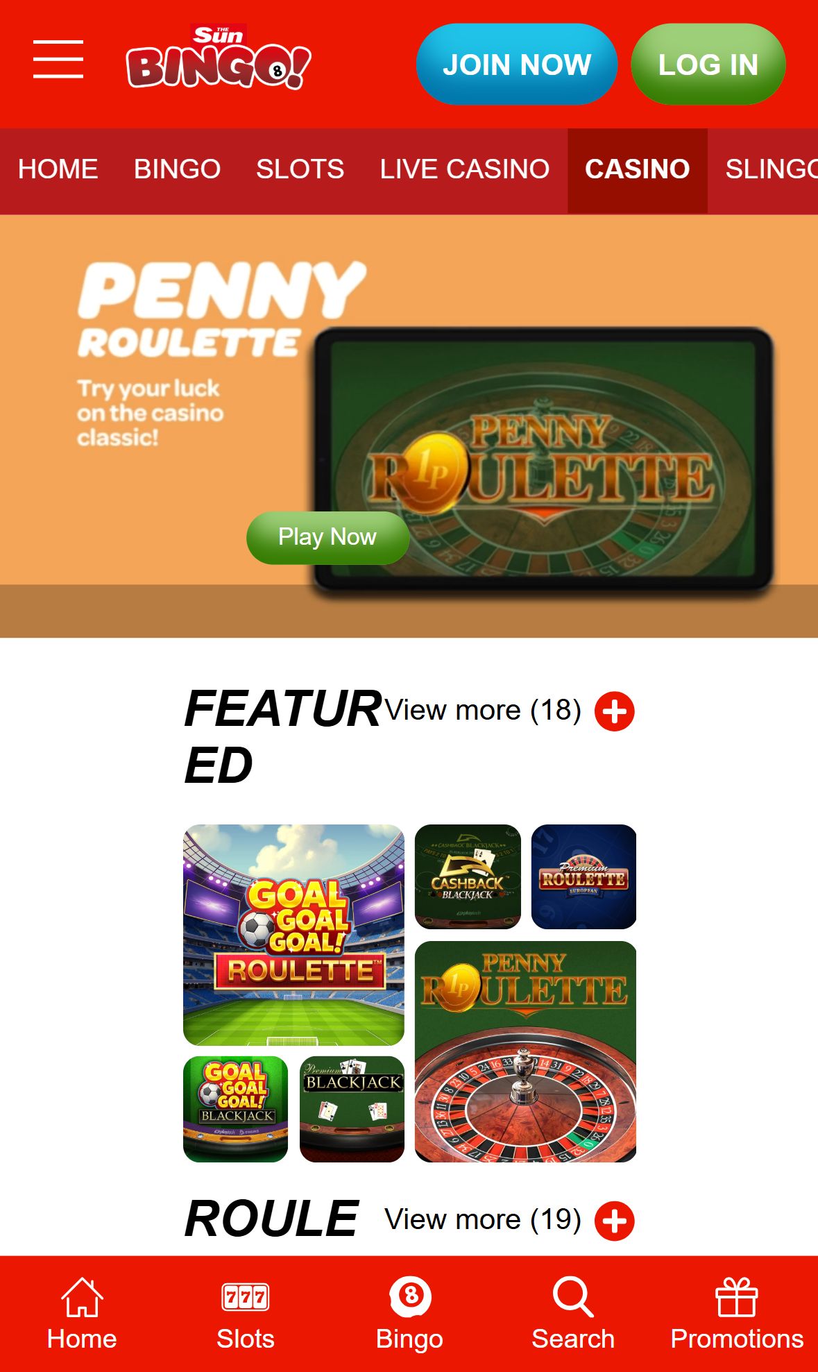 Sunbingo — Lobby (Mobile)